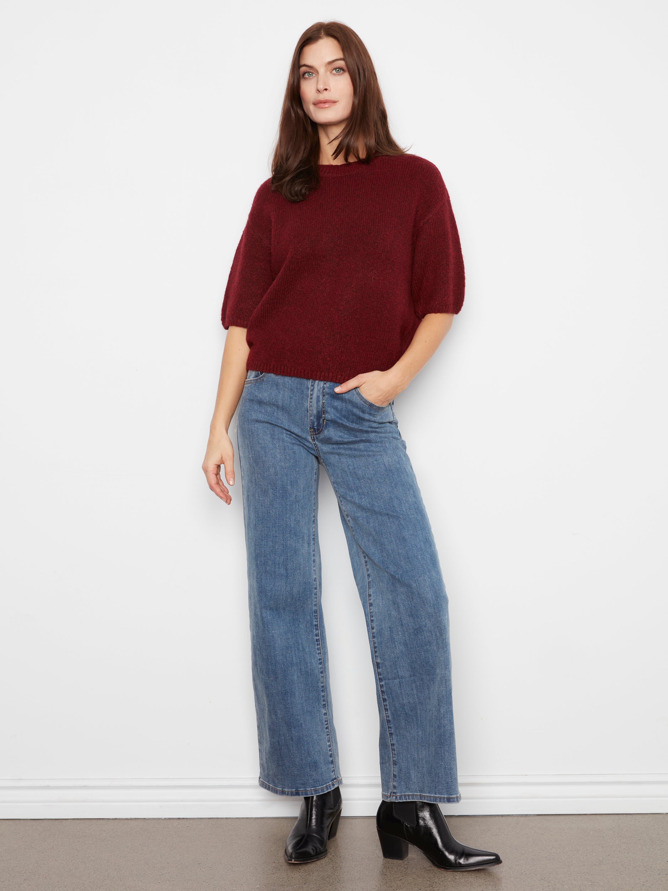 Elbow Sleeve Balloon Shape Sweater