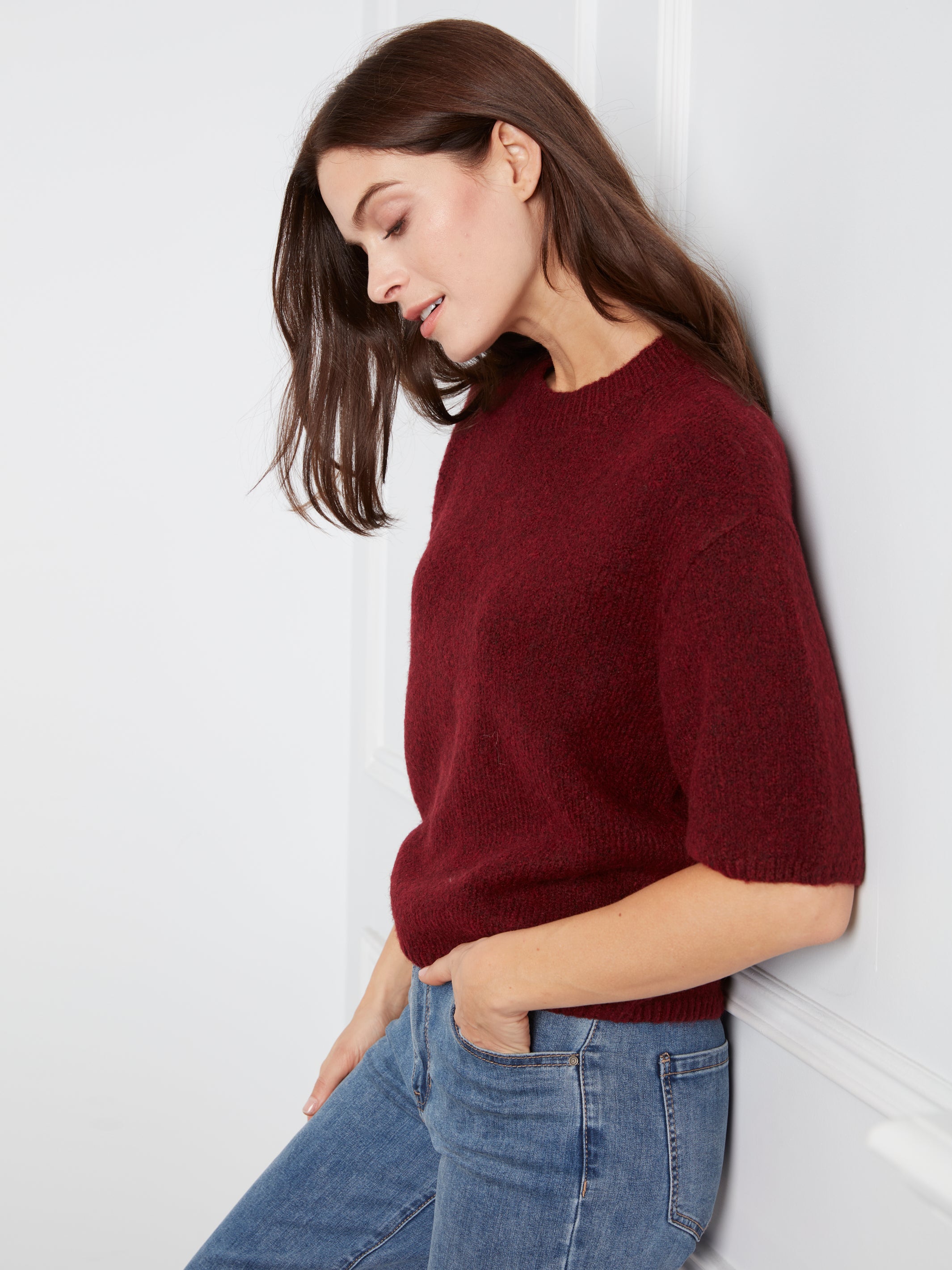Elbow Sleeve Balloon Shape Sweater