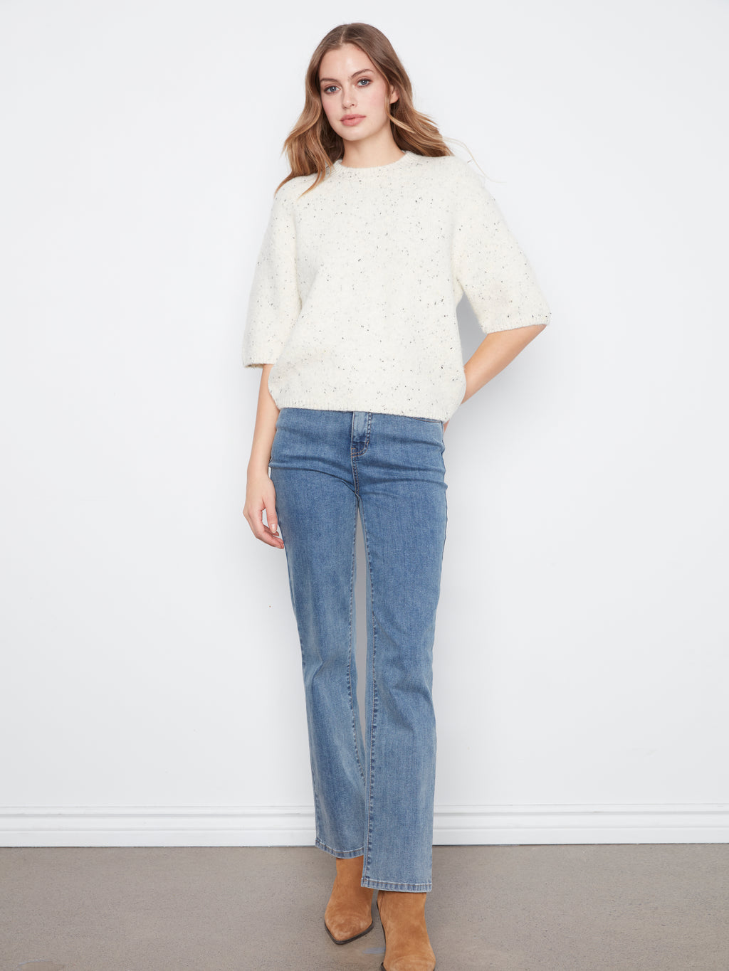 Elbow Sleeve Balloon Shape Sweater