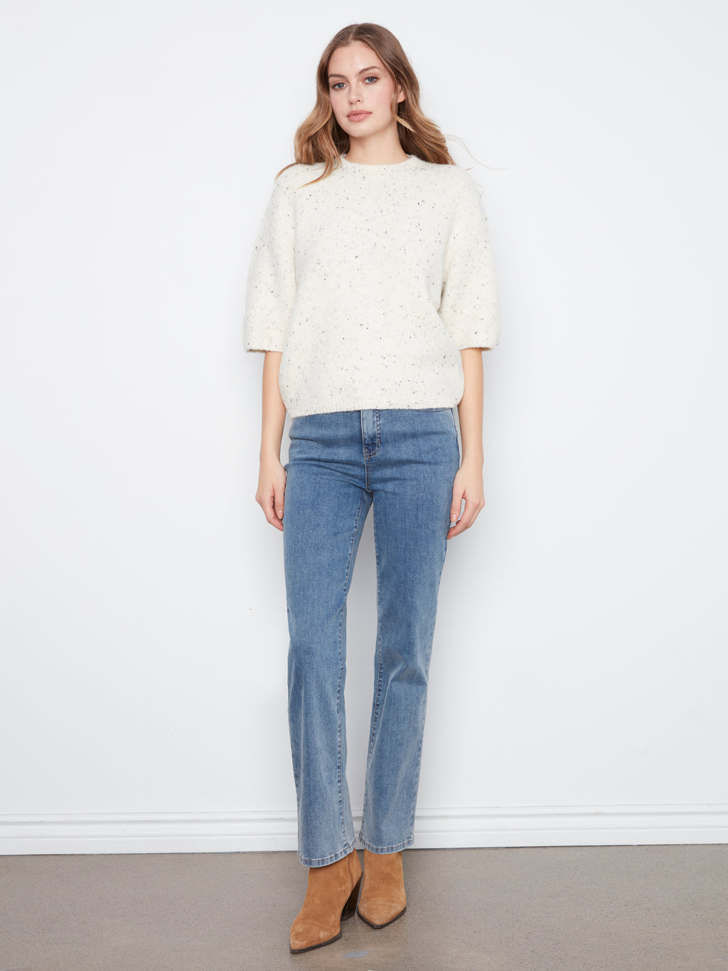 Elbow Sleeve Balloon Shape Sweater