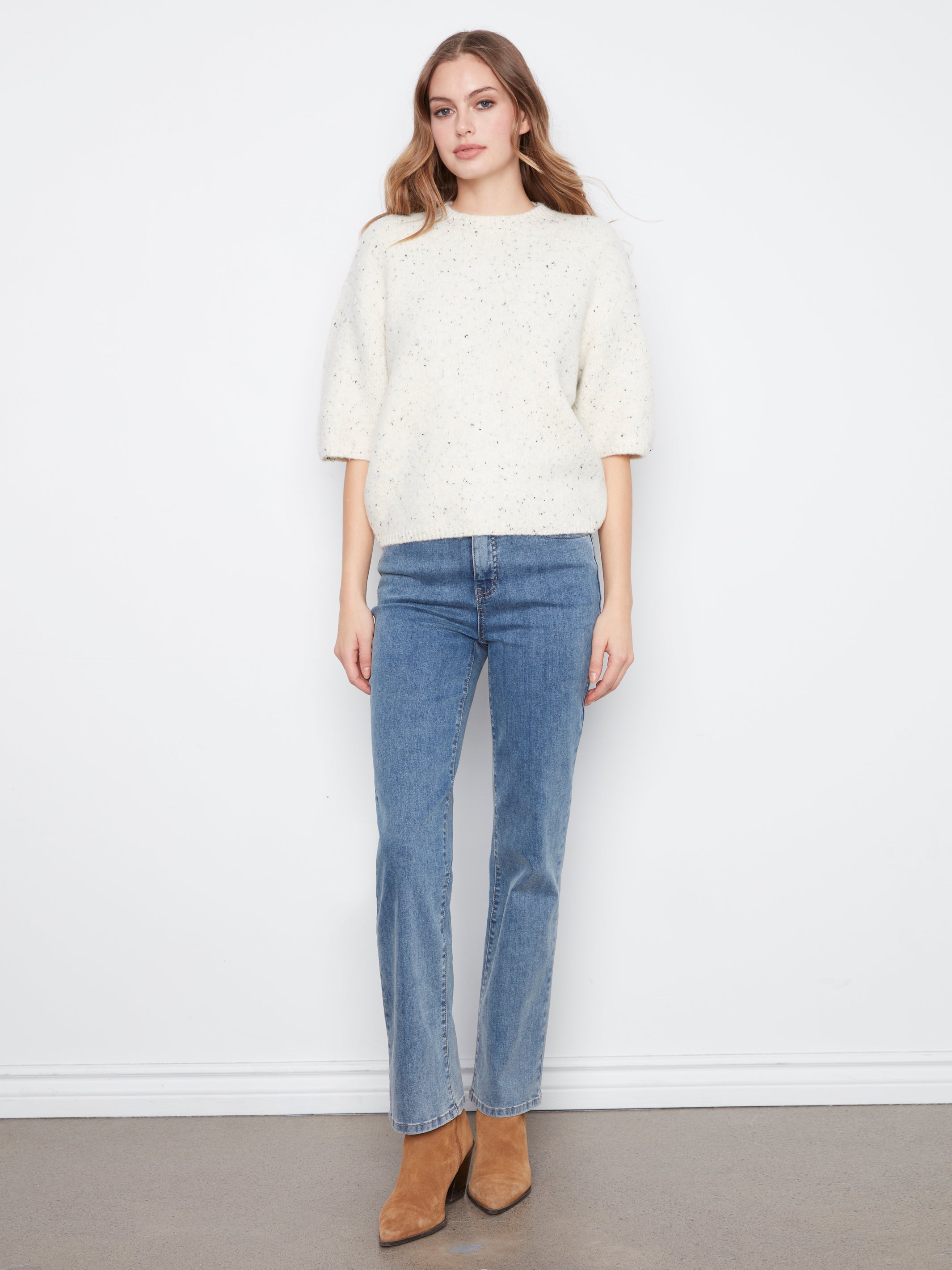 Elbow Sleeve Balloon Shape Sweater