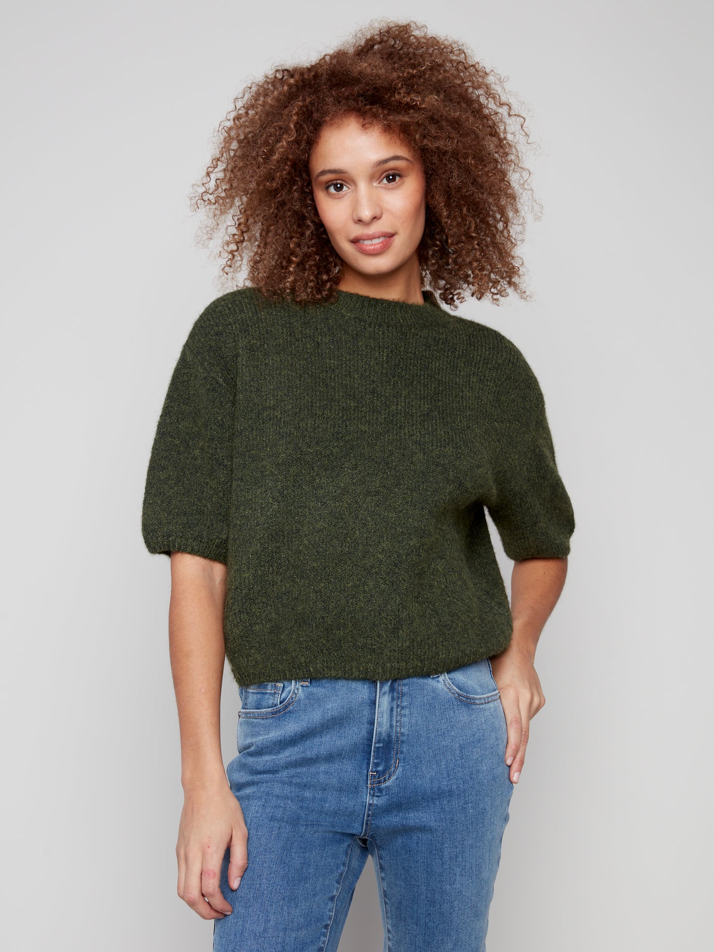Balloon Elbow Sleeve Knit Sweater