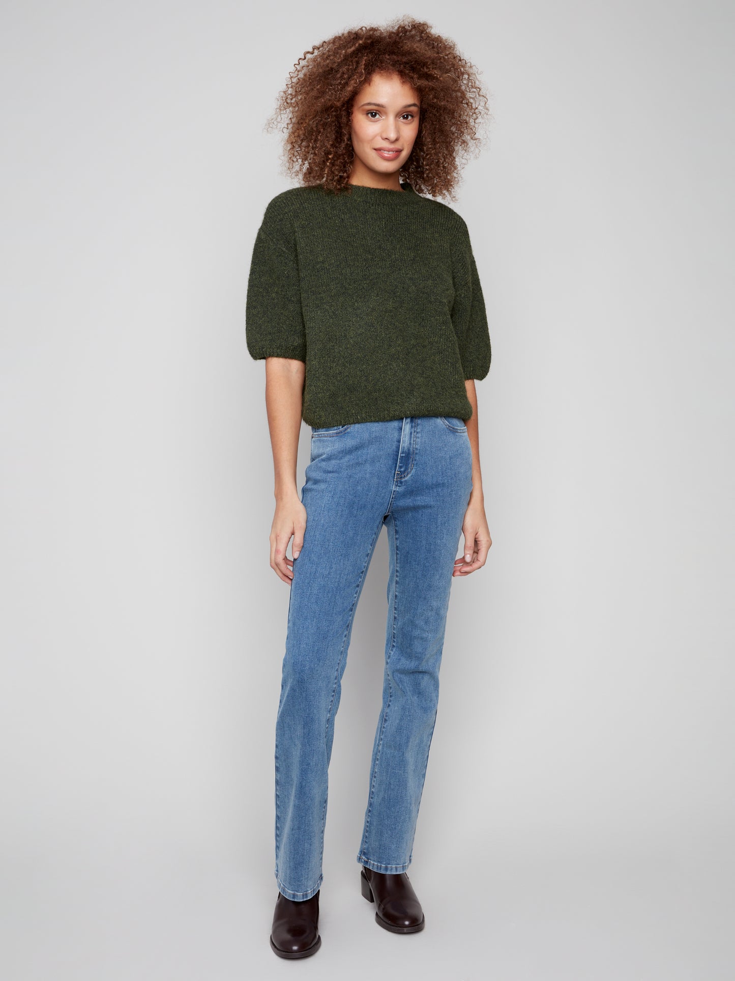 Balloon Elbow Sleeve Knit Sweater