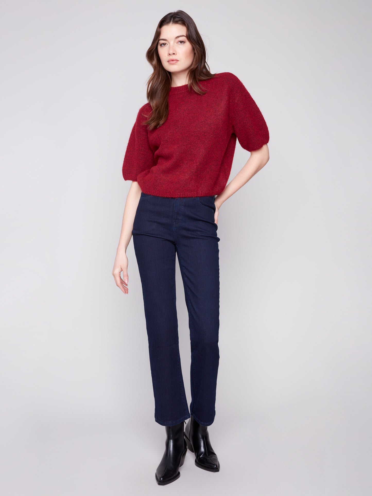 Balloon Elbow Sleeve Knit Sweater