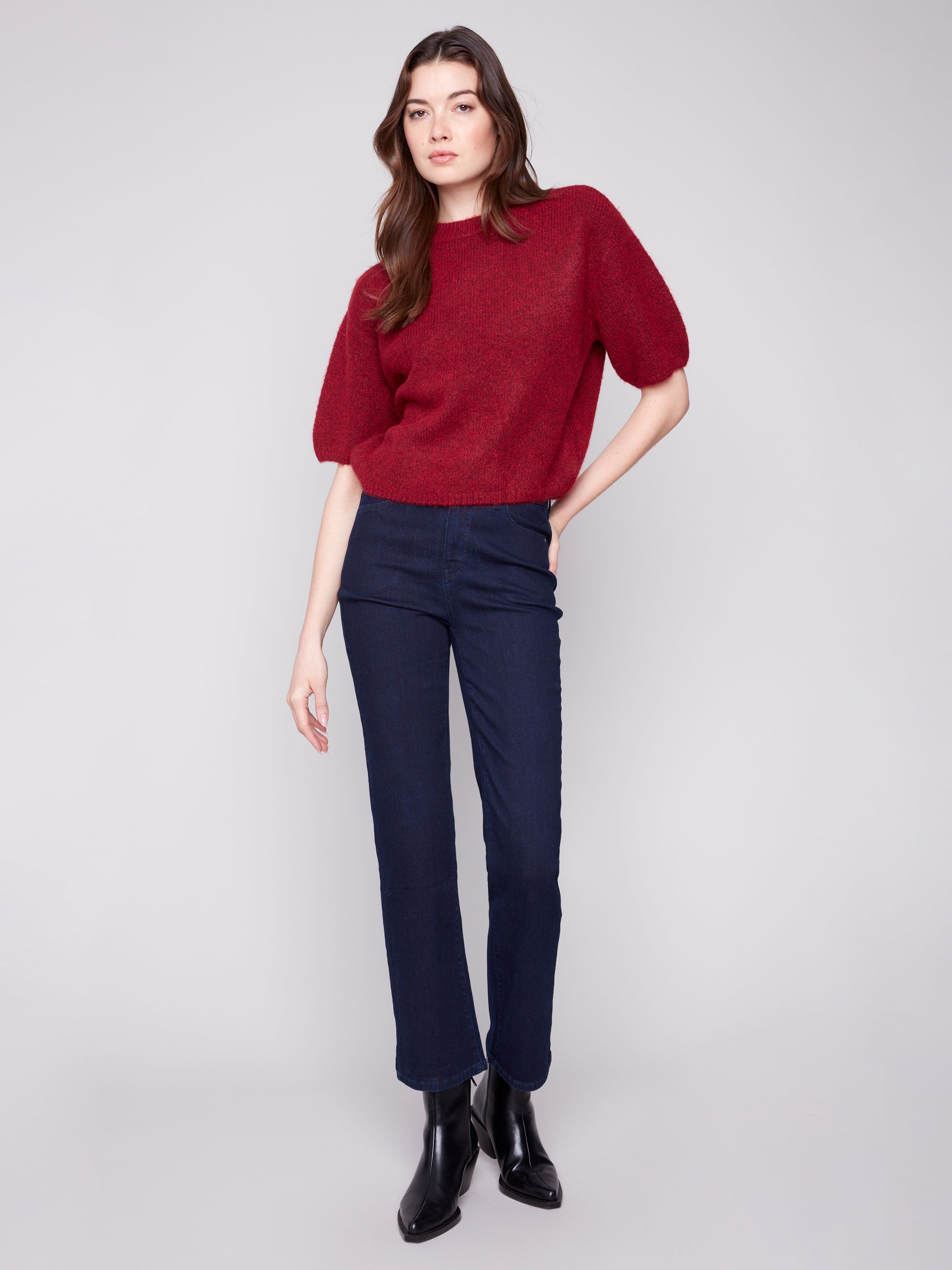 Balloon Elbow Sleeve Knit Sweater