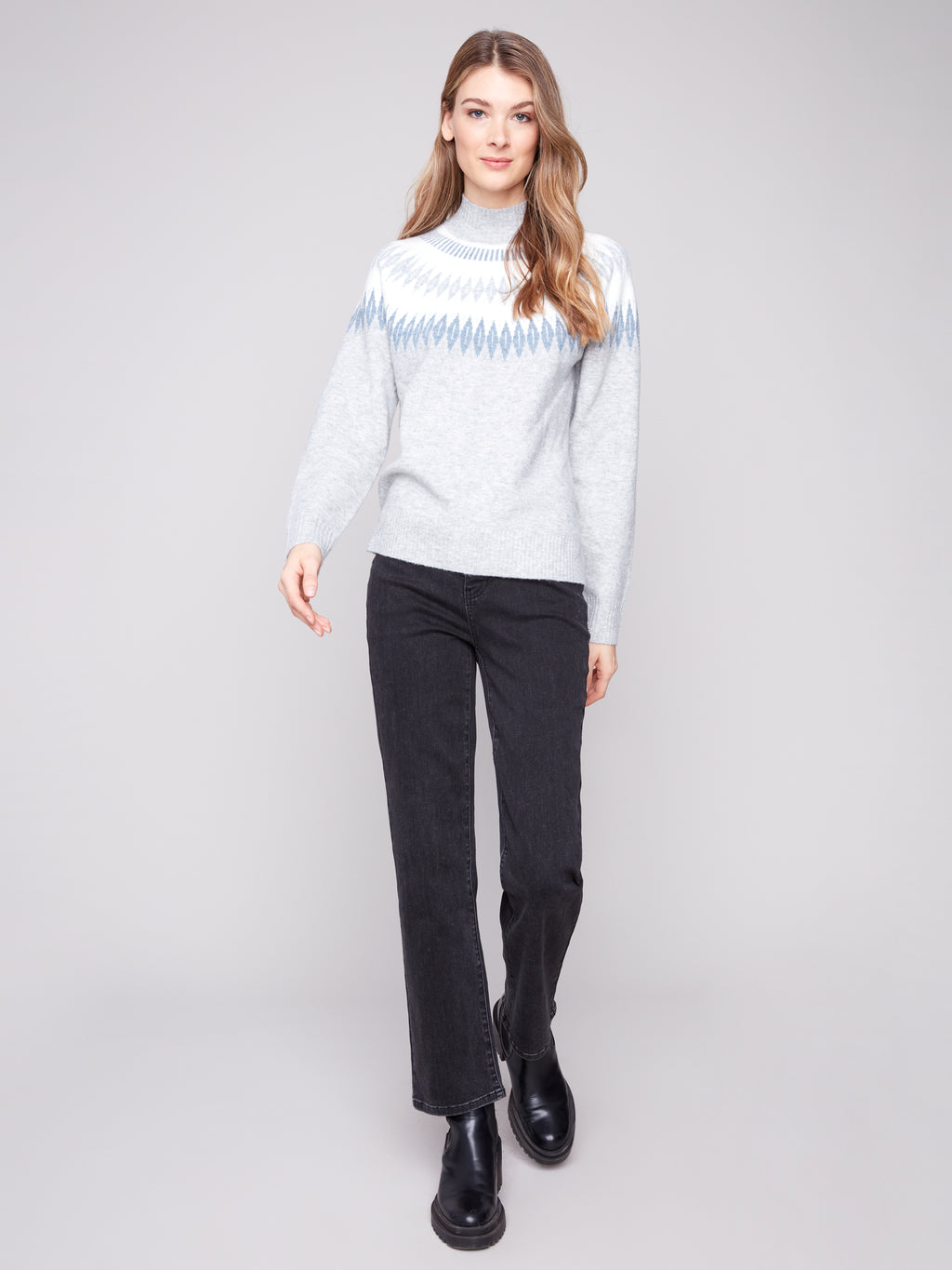 Après-Ski Jacquard Mock Neck Sweater