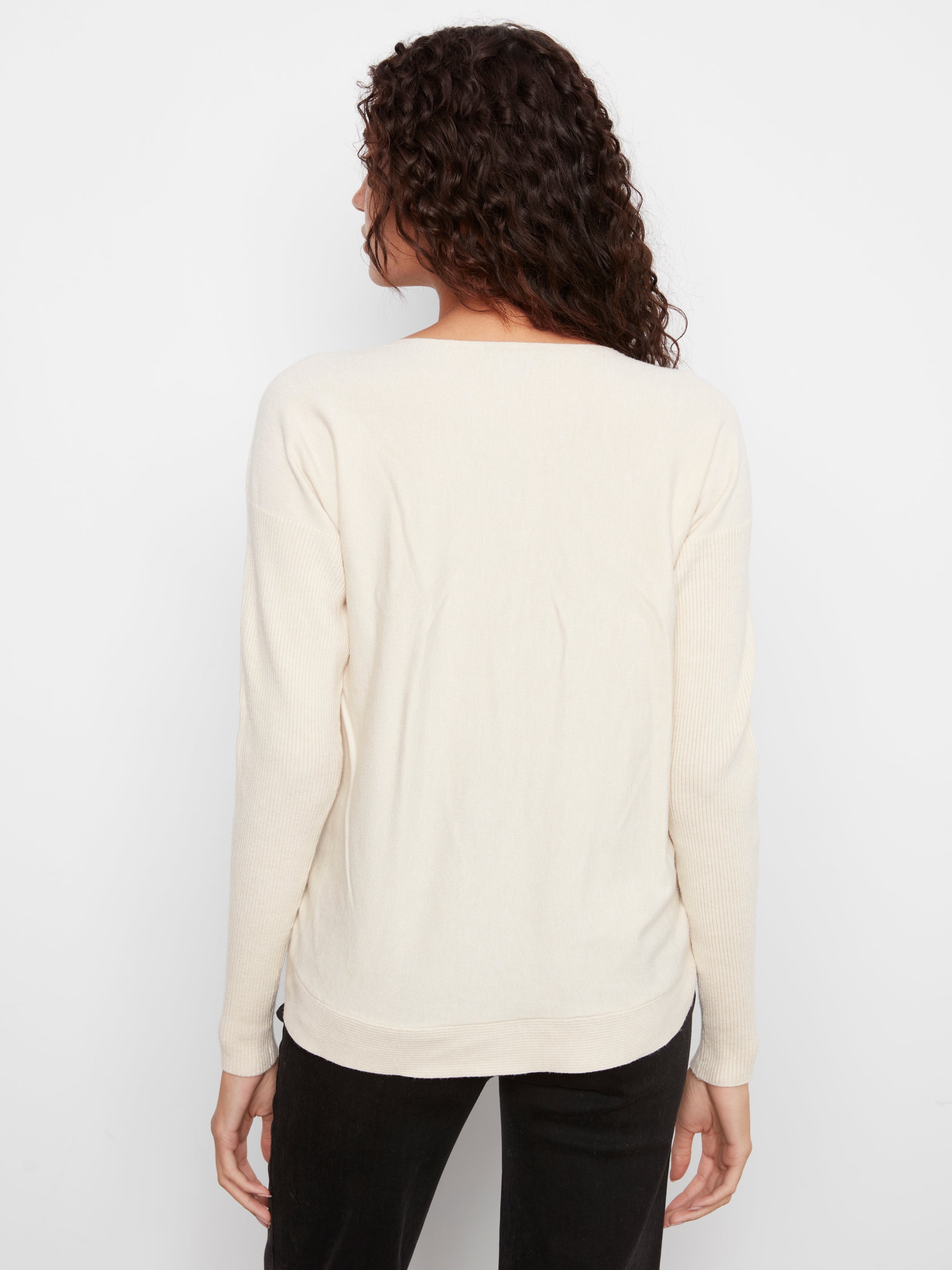 Boat Neck Sweater with Side Buttons