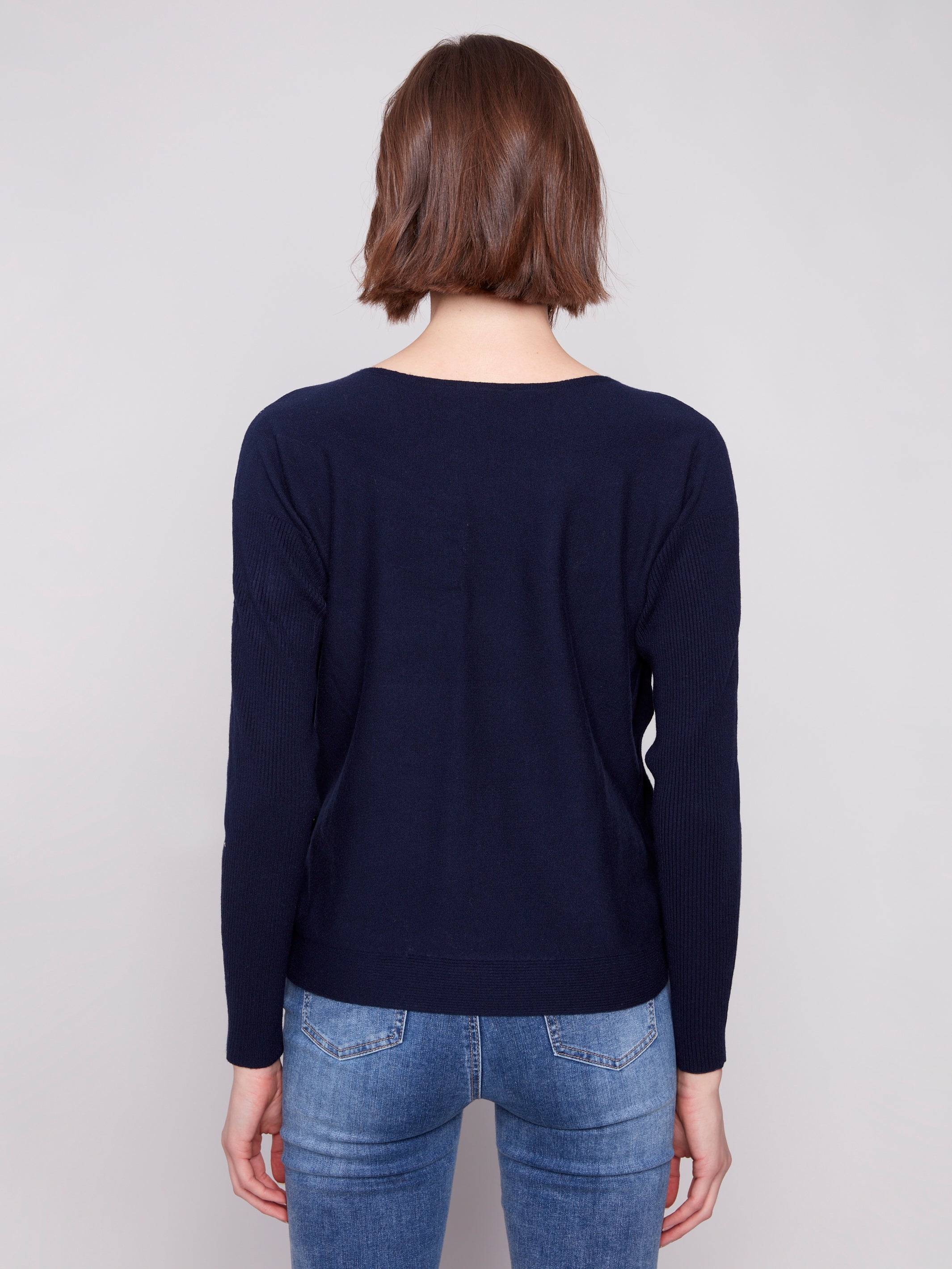 Boat Neck Sweater With Side Buttons