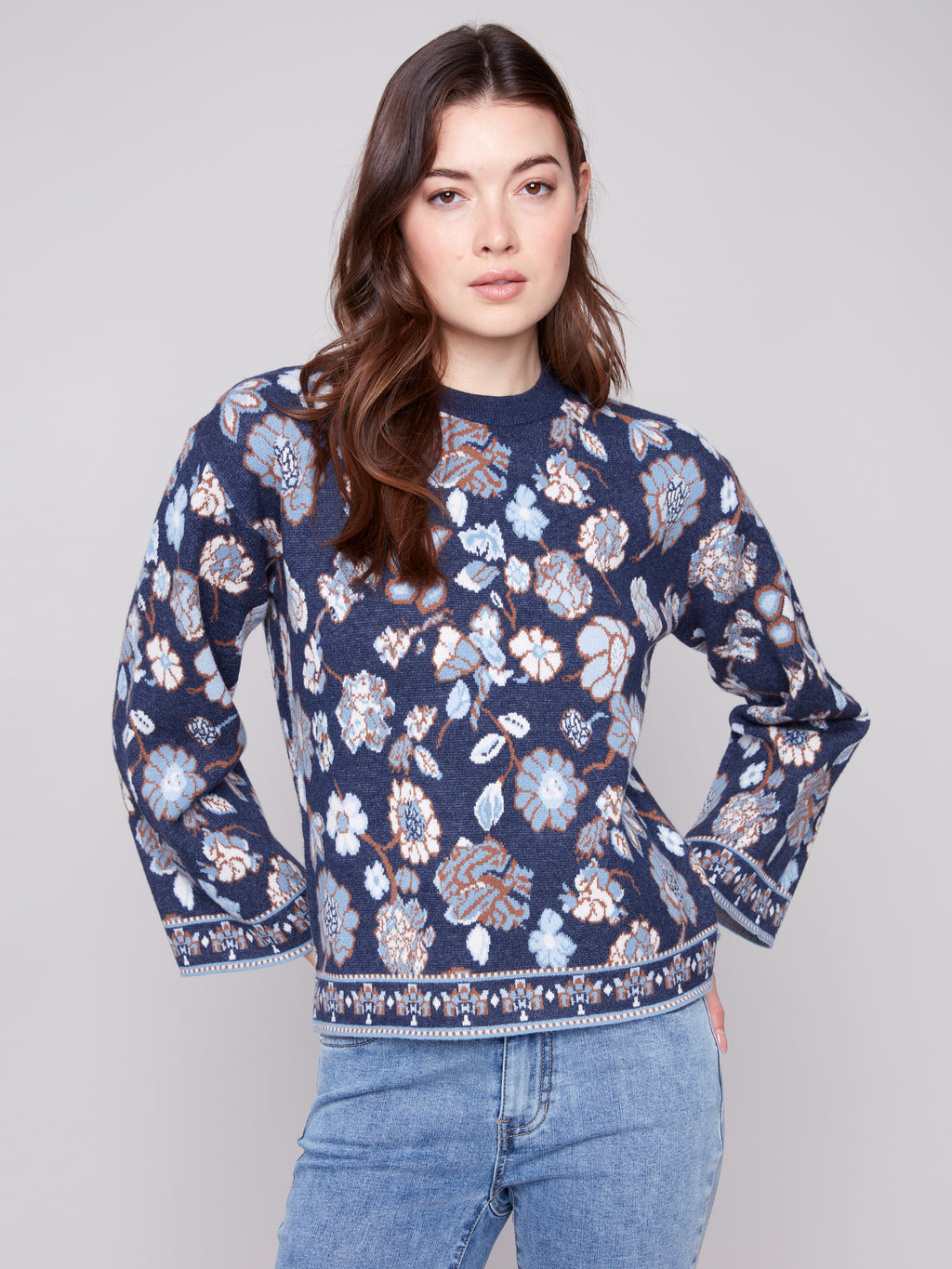 Crew Neck Jacquard Sweater