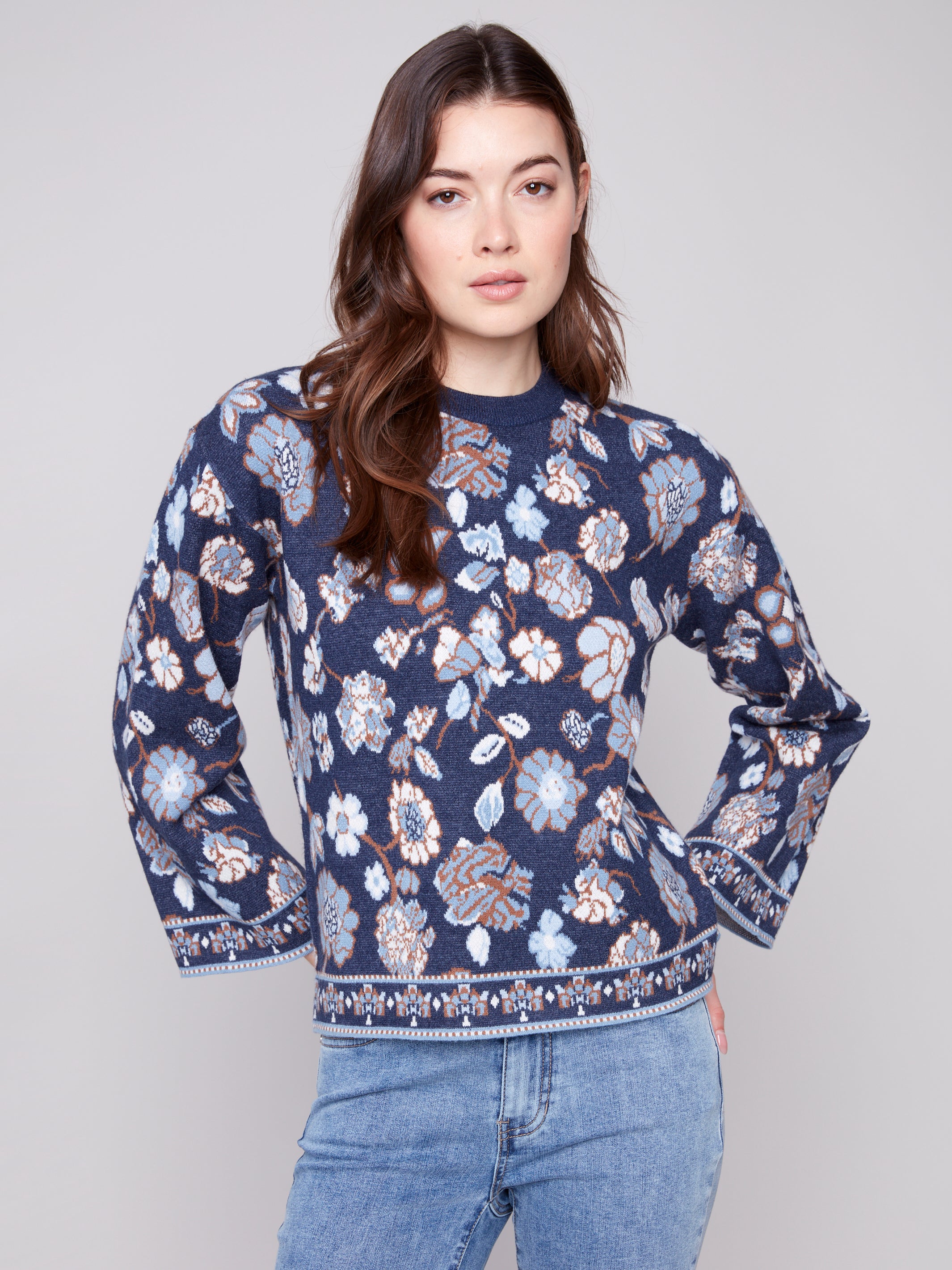 Crew Neck Jacquard Sweater