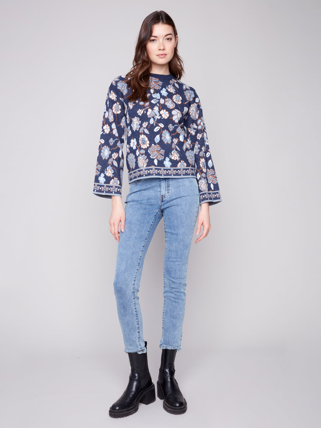 Crew Neck Jacquard Sweater