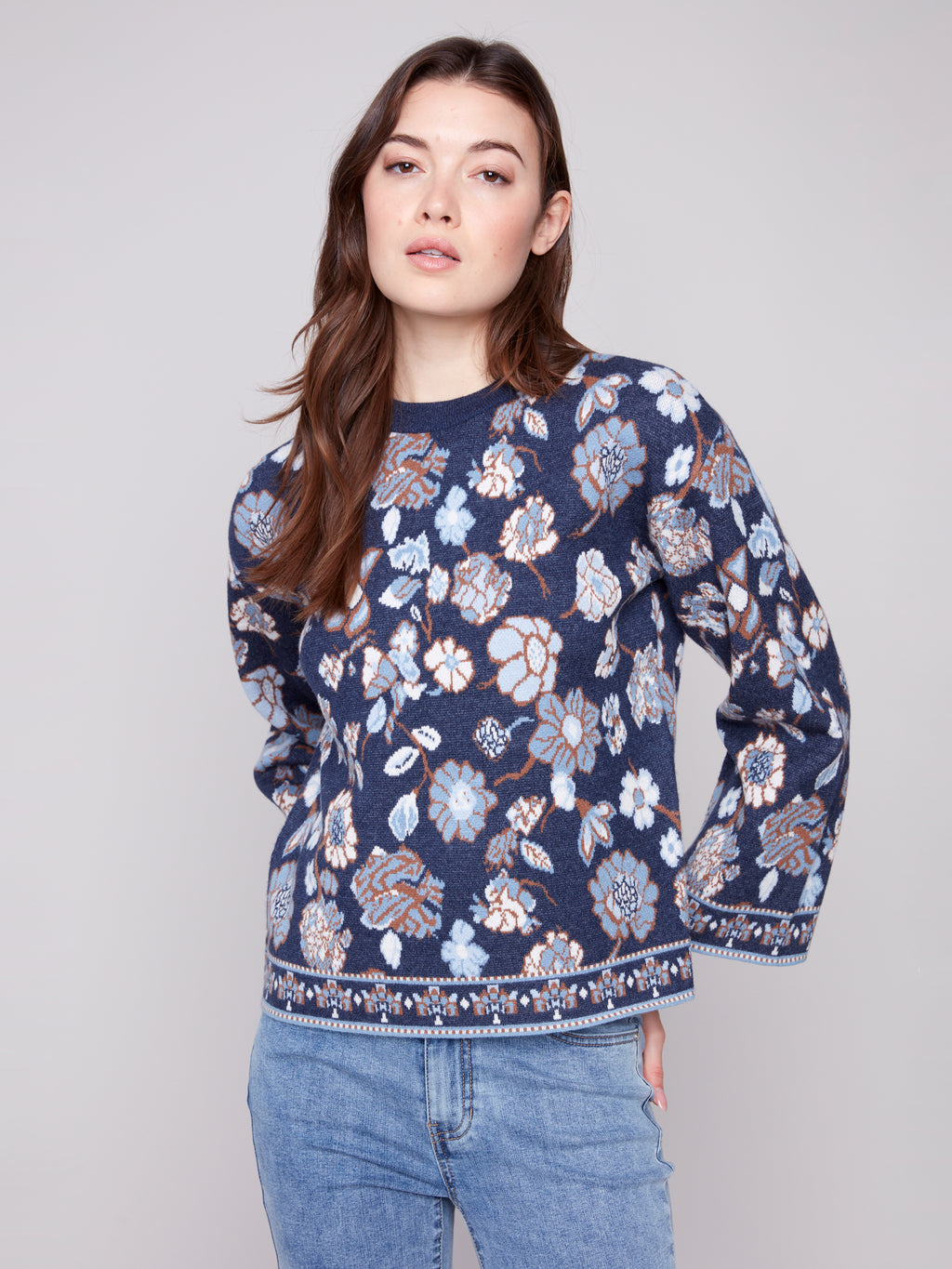 Crew Neck Jacquard Sweater