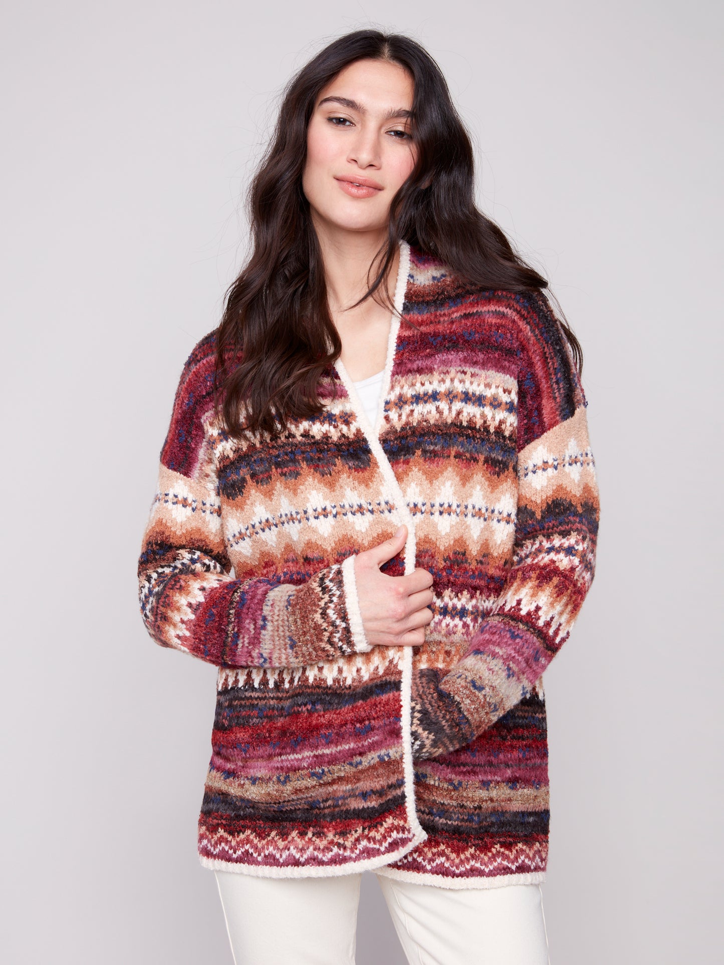 Space Dye Jacquard Cardigan