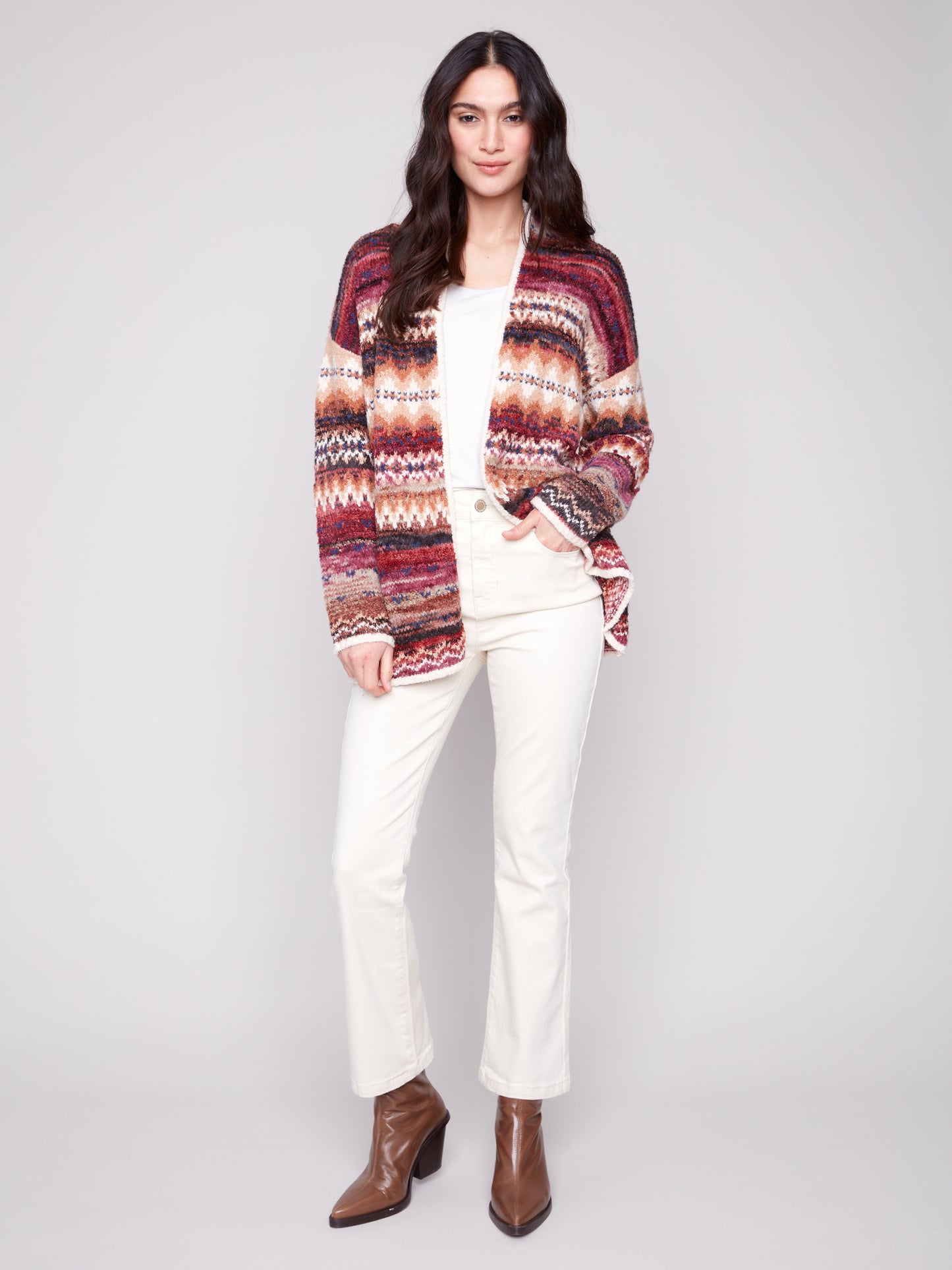 Space Dye Jacquard Cardigan
