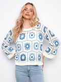 Drop Shoulder Granny Squares Crochet Sweater