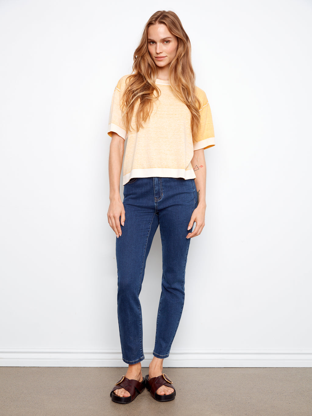 Short Sleeve Reverse Print Sweater