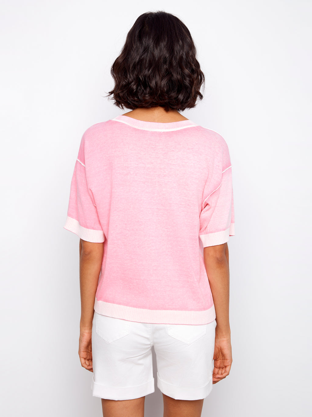 Short Sleeve Reverse Print Sweater