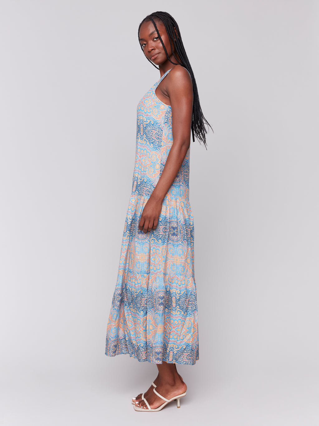 Printed Rayon Tiered Maxi Dress