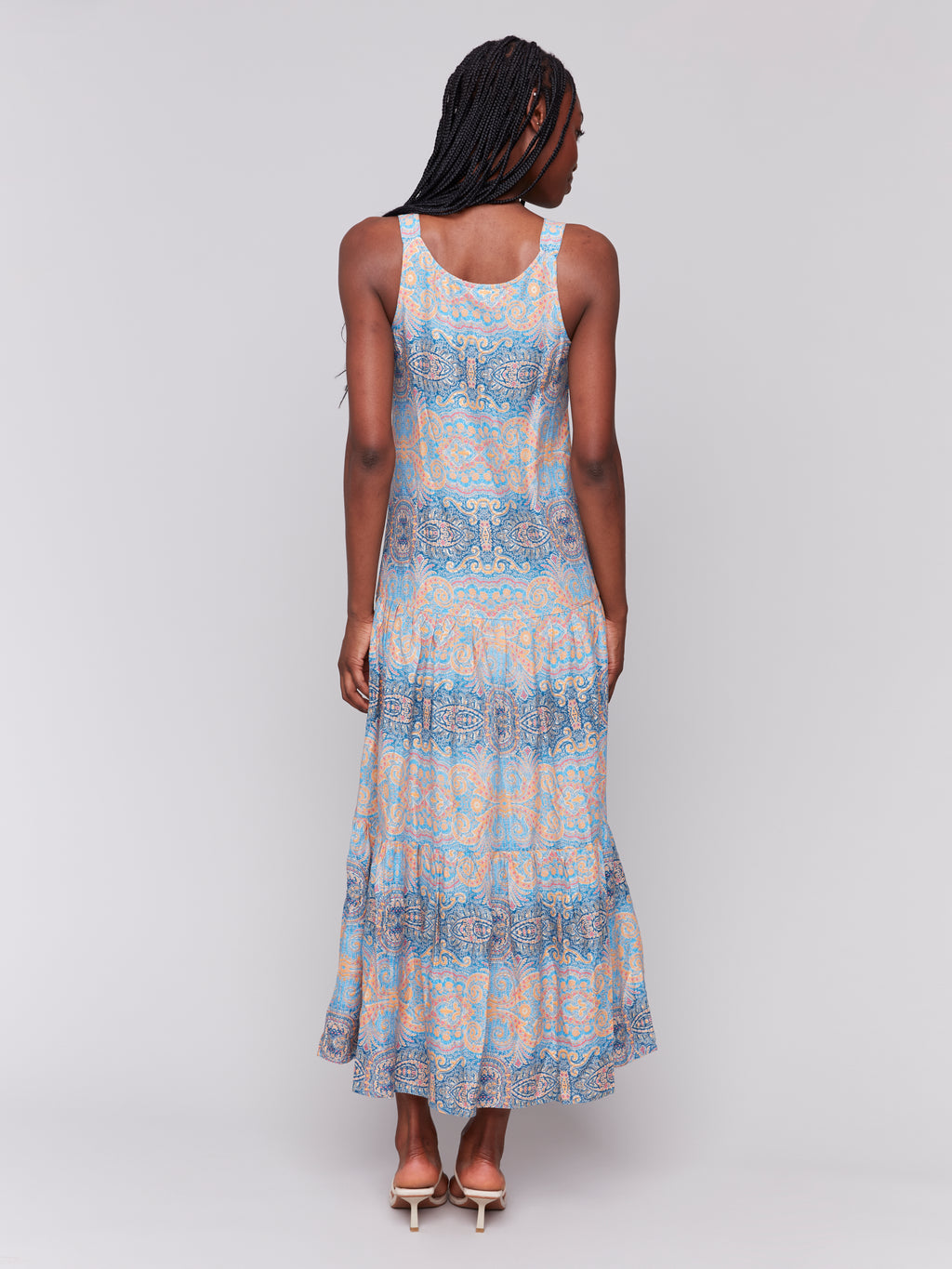 Printed Rayon Tiered Maxi Dress