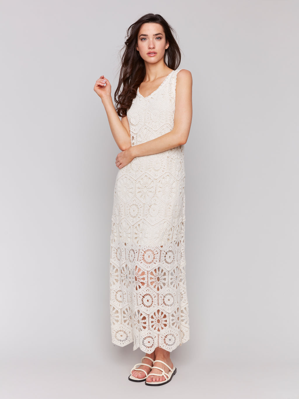 Cotton Crochet Sleeveless Maxi Dress