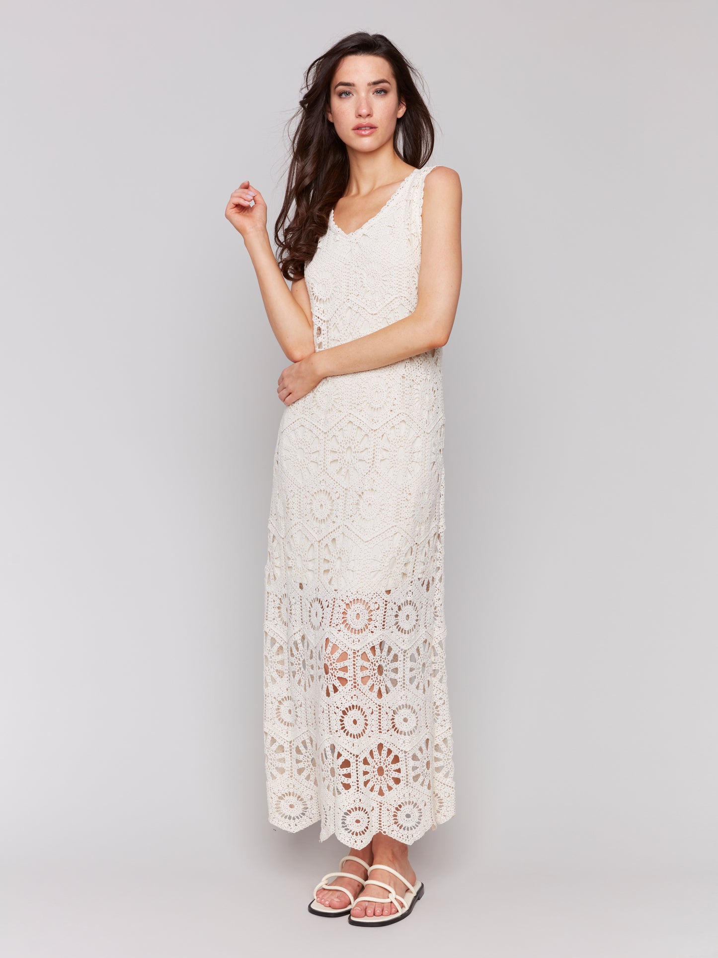 Cotton Crochet Sleeveless Maxi Dress