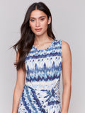 Sleeveless Cotton Dress with Faux Knot Detail