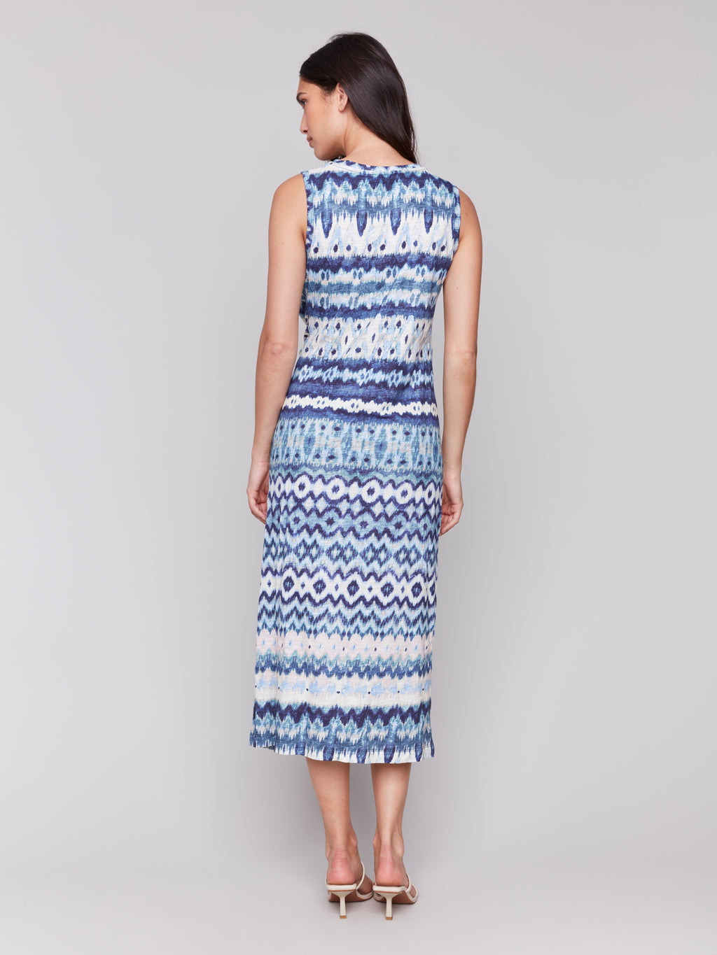 Sleeveless Cotton Dress with Faux Knot Detail