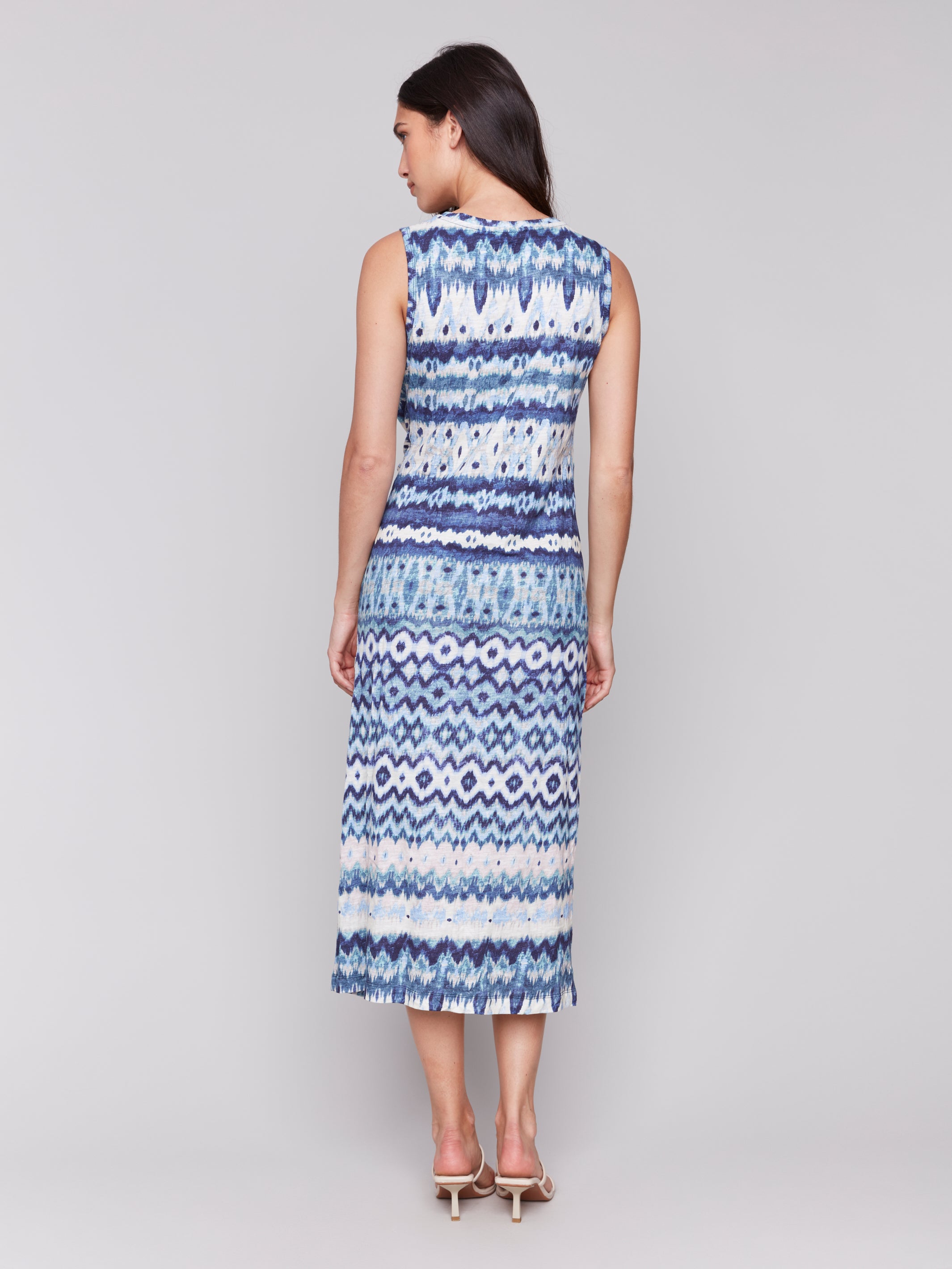 Sleeveless Cotton Dress with Faux Knot Detail