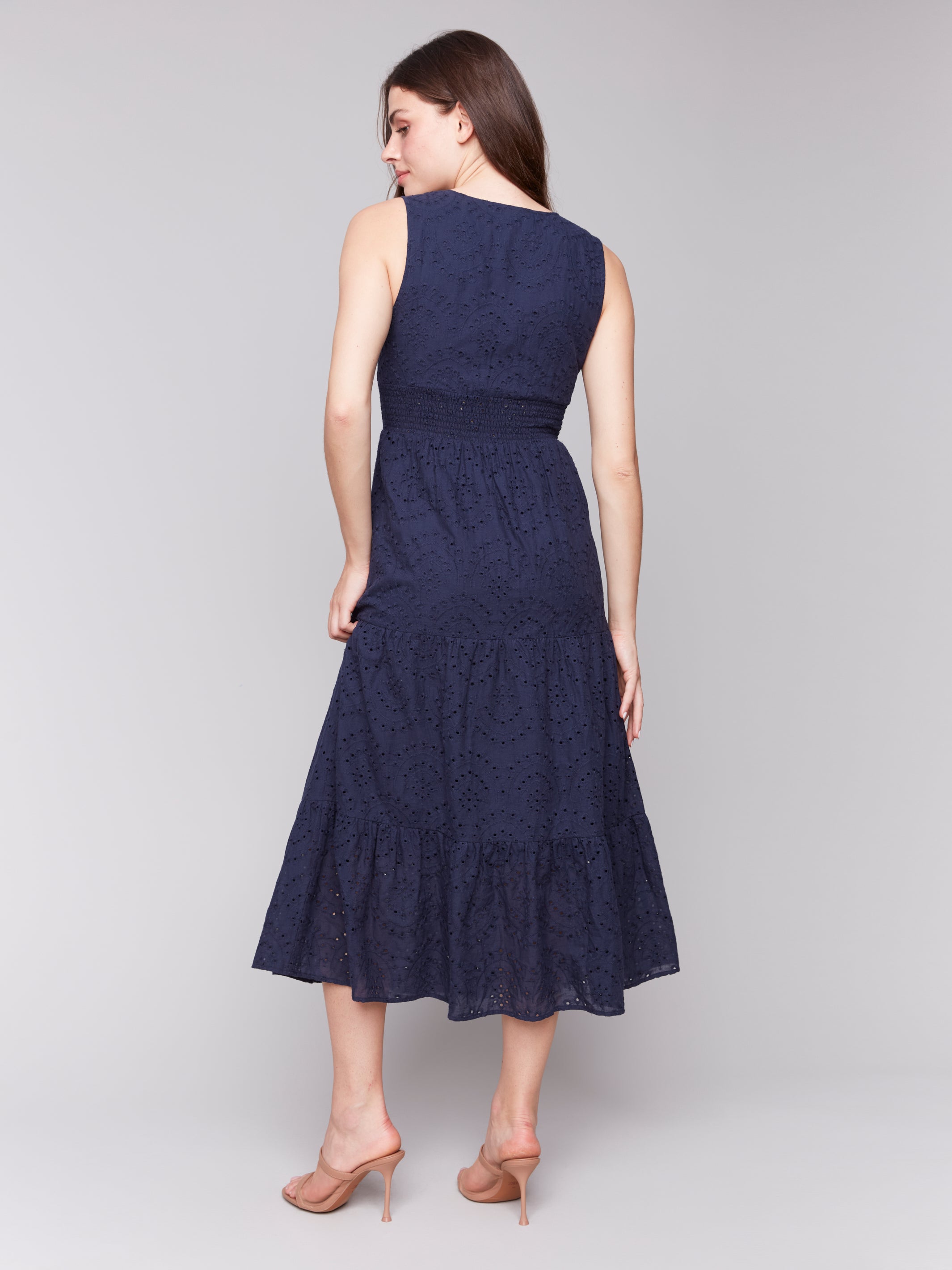 Long Sleeveless Cotton Eyelet Dress