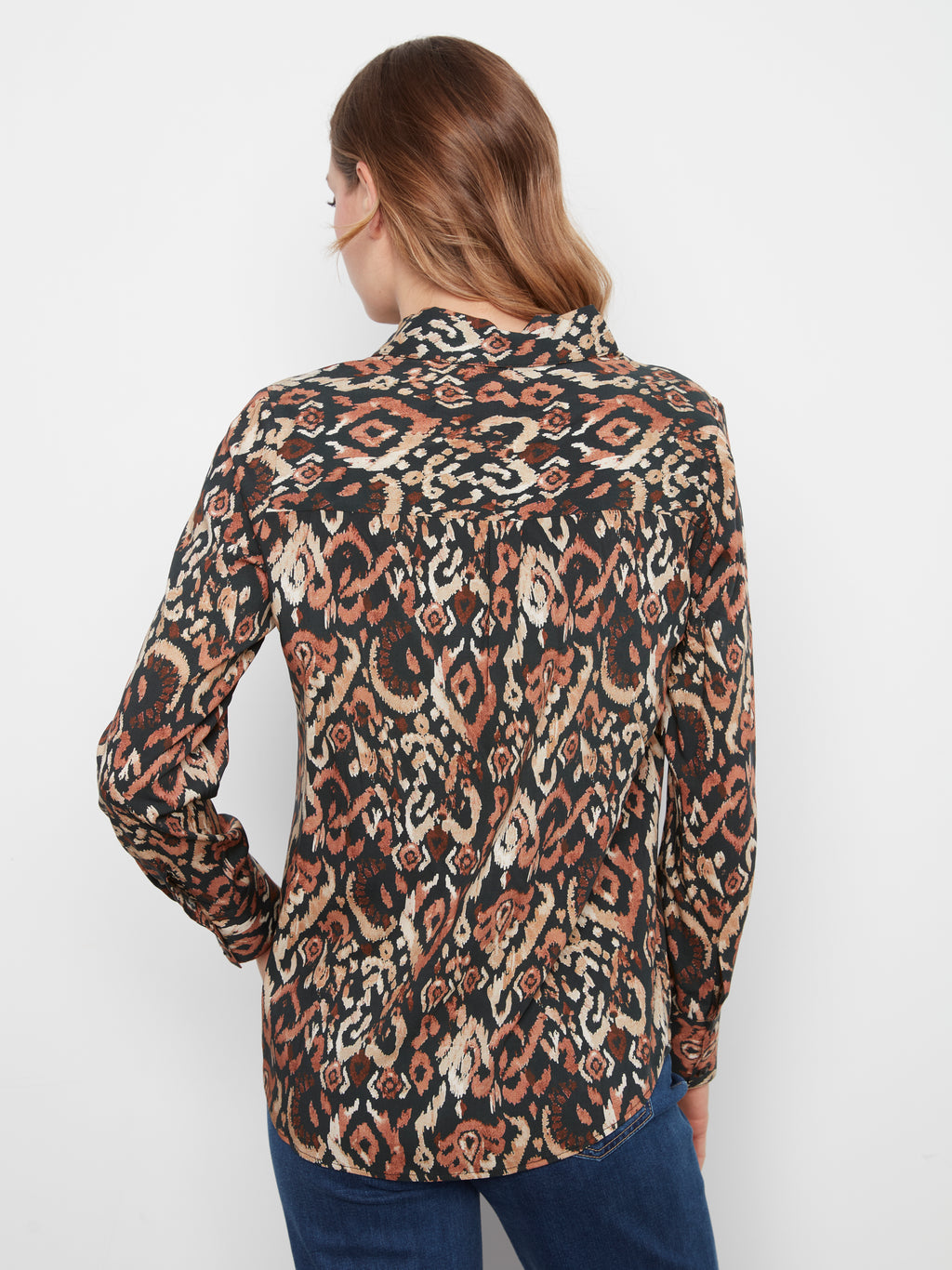 Printed Long Sleeve Button-Up Shirt
