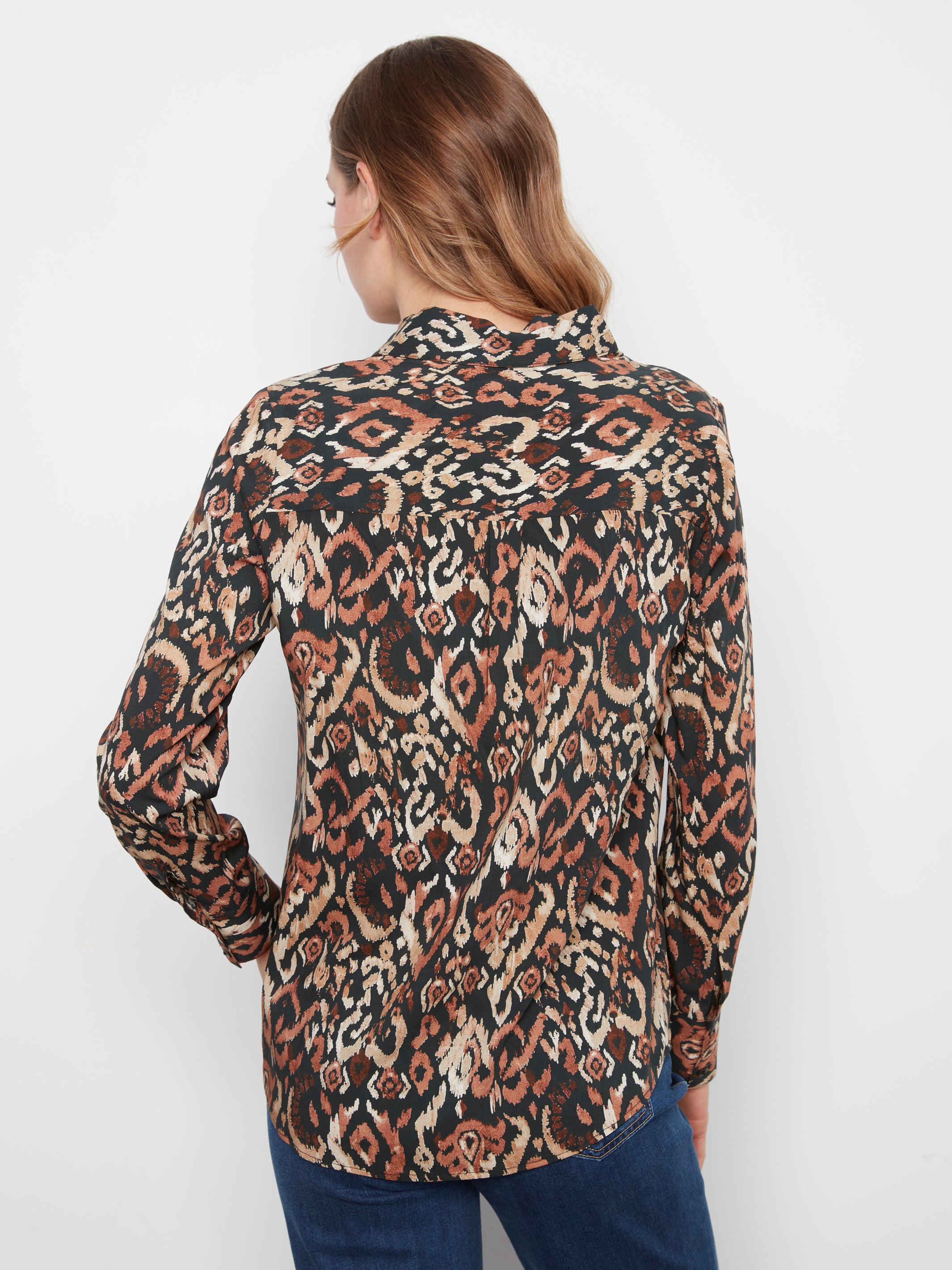 Printed Long Sleeve Button-Up Shirt