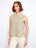 Sleeveless Linen Top with Side Buttons