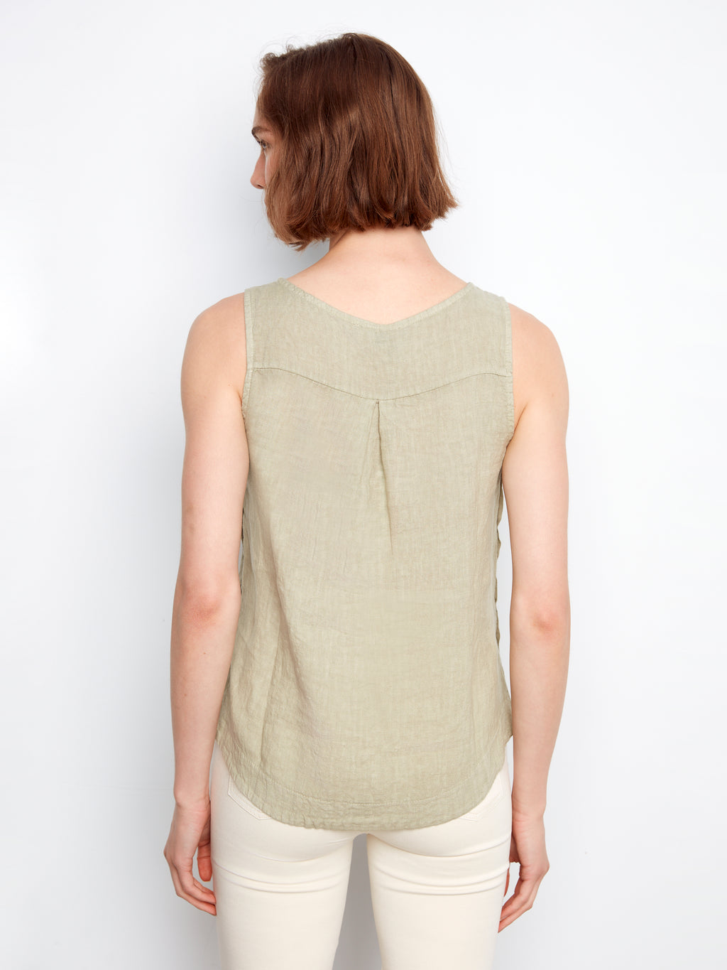 Sleeveless Linen Top with Side Buttons