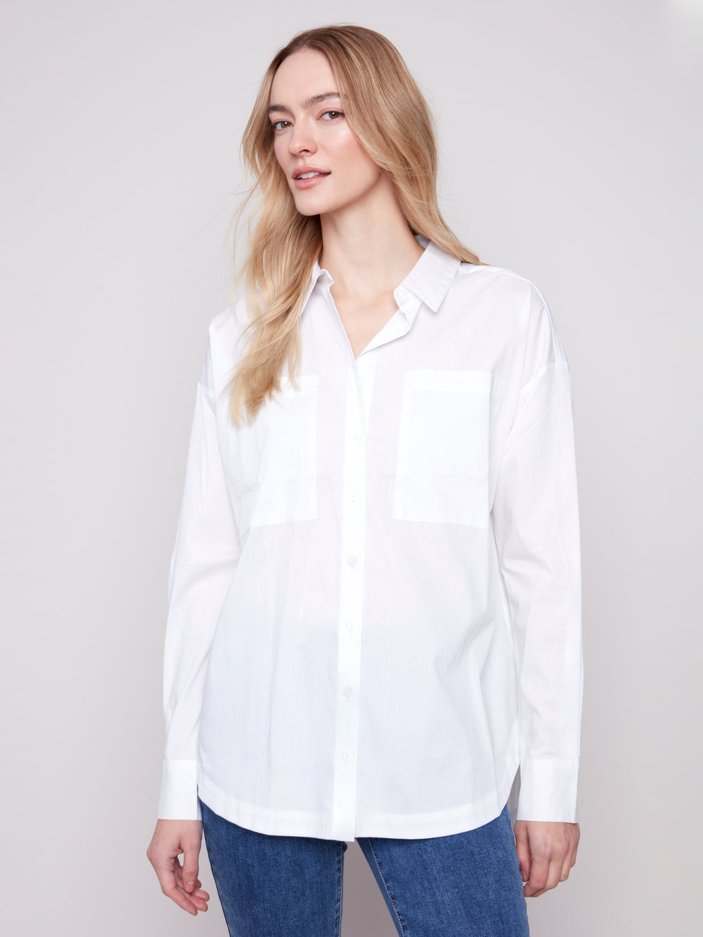 Long Sleeve Button Up Shirt with Chest Pockets