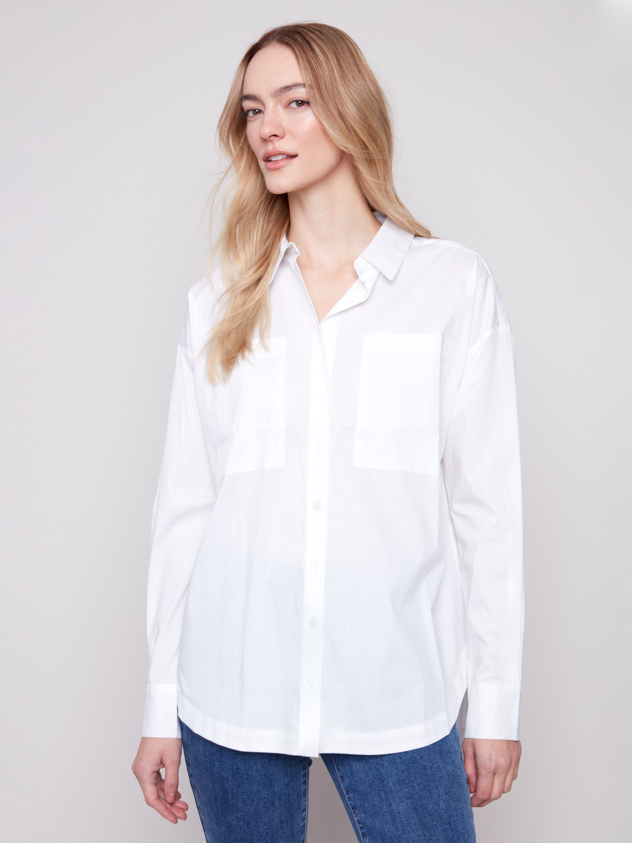 Long Sleeve Button Up Shirt with Chest Pockets