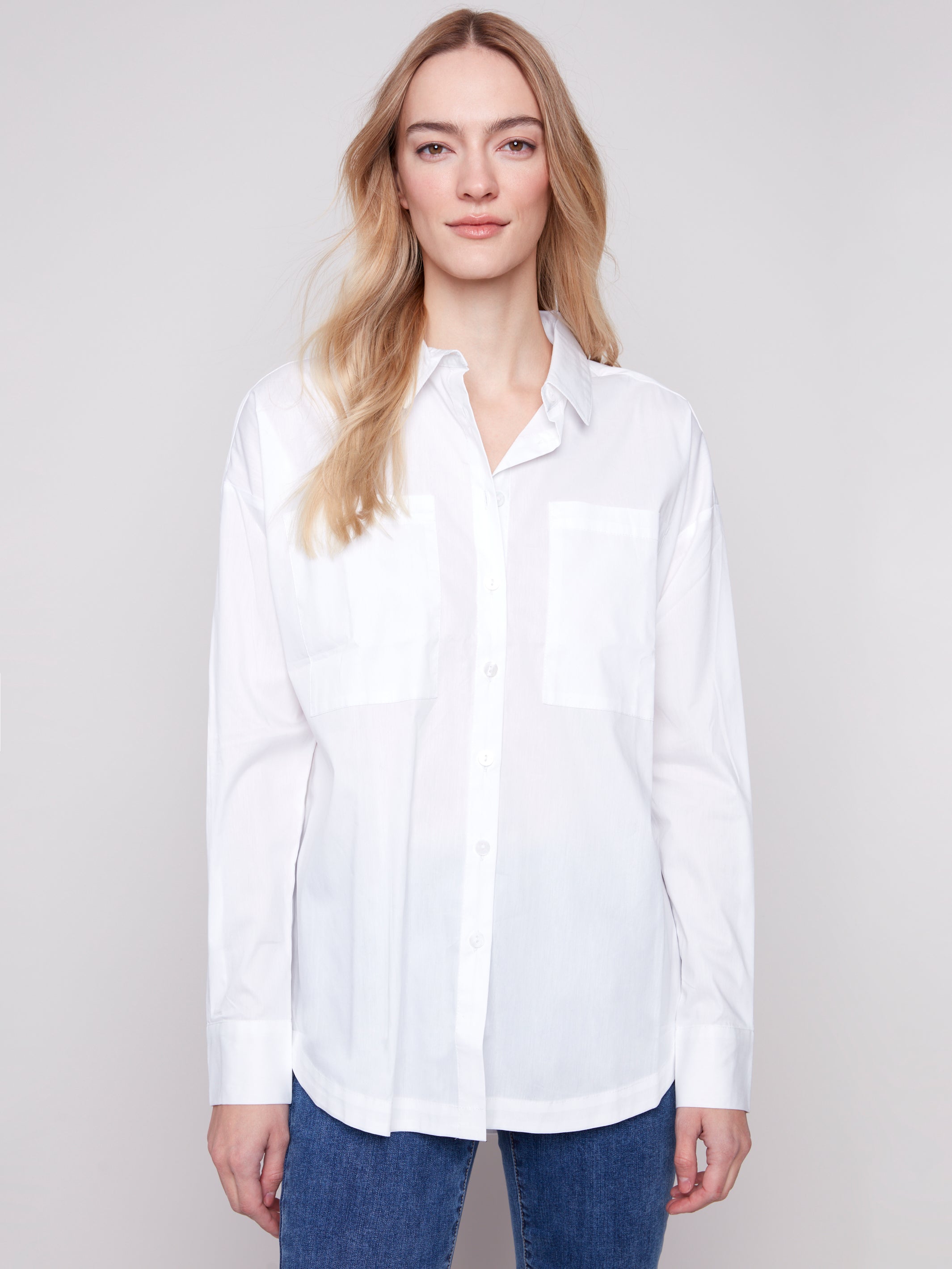 Long Sleeve Button Up Shirt with Chest Pockets