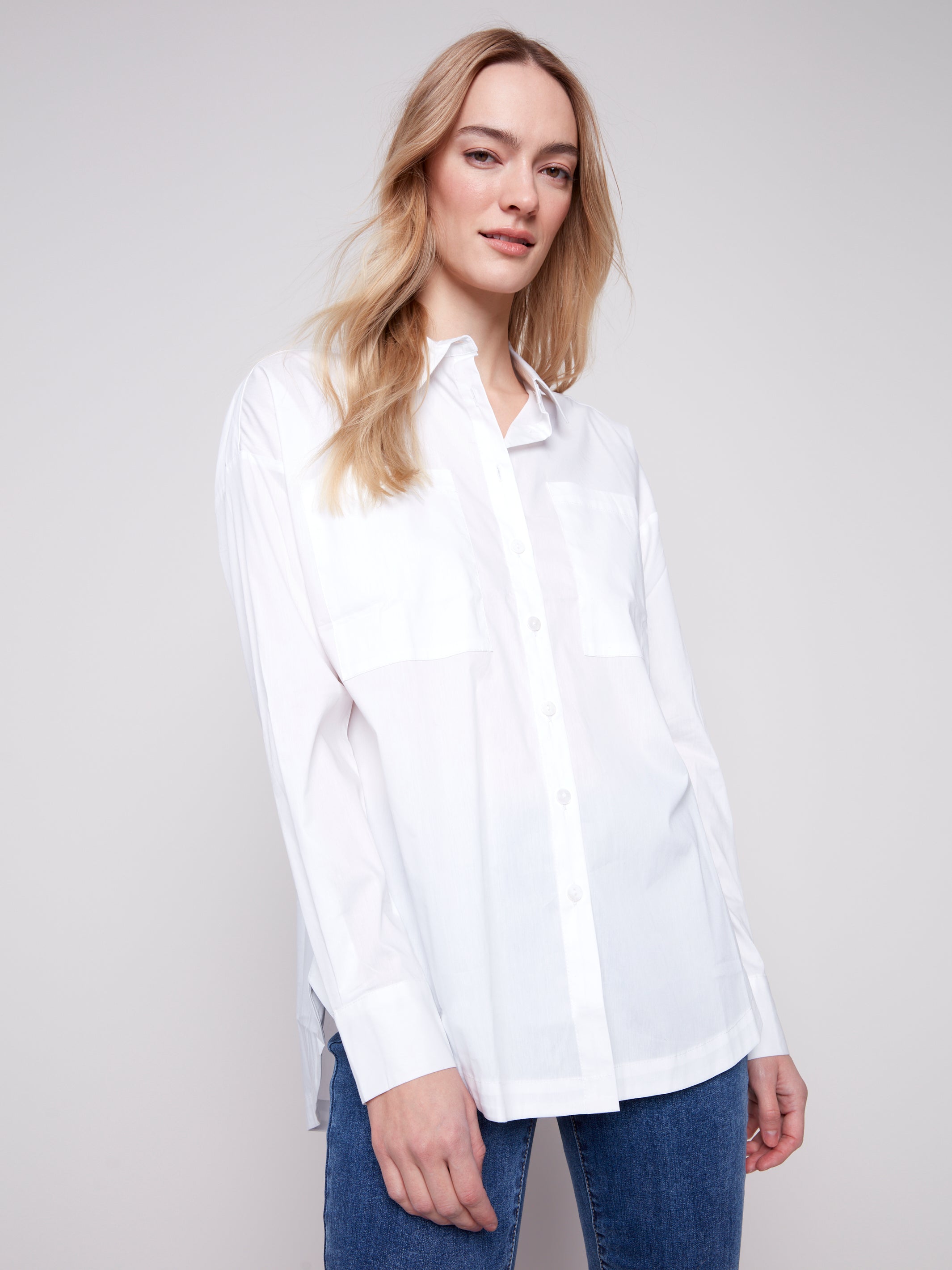 Long Sleeve Button Up Shirt with Chest Pockets