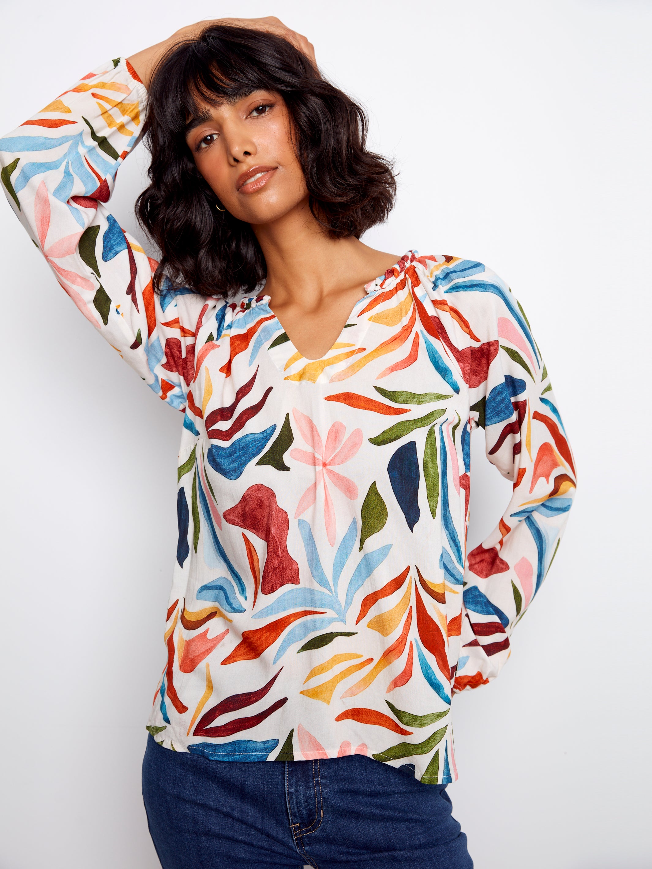 Printed Popover Blouse