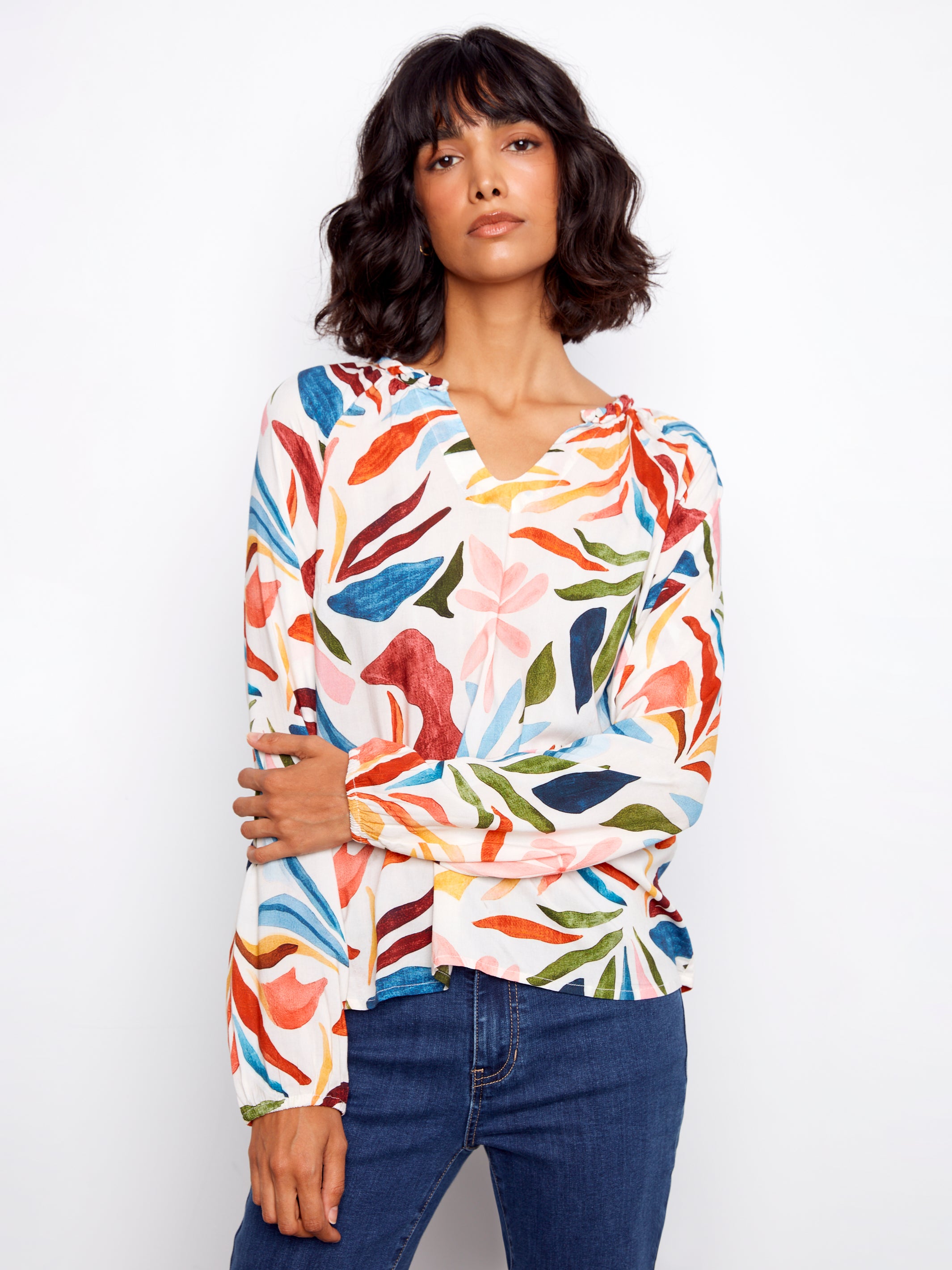 Printed Popover Blouse