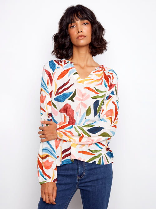 Printed Popover Blouse