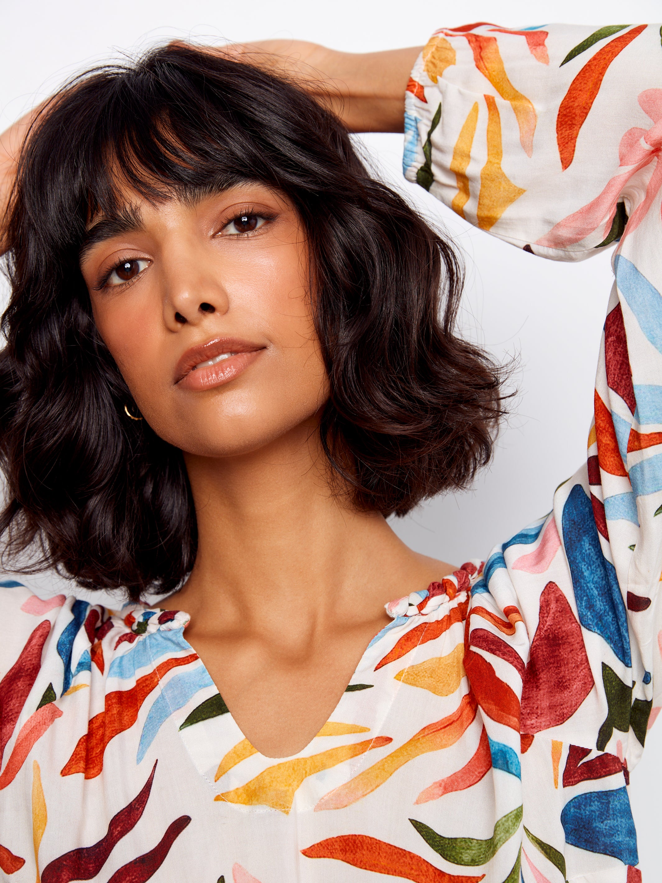 Printed Popover Blouse