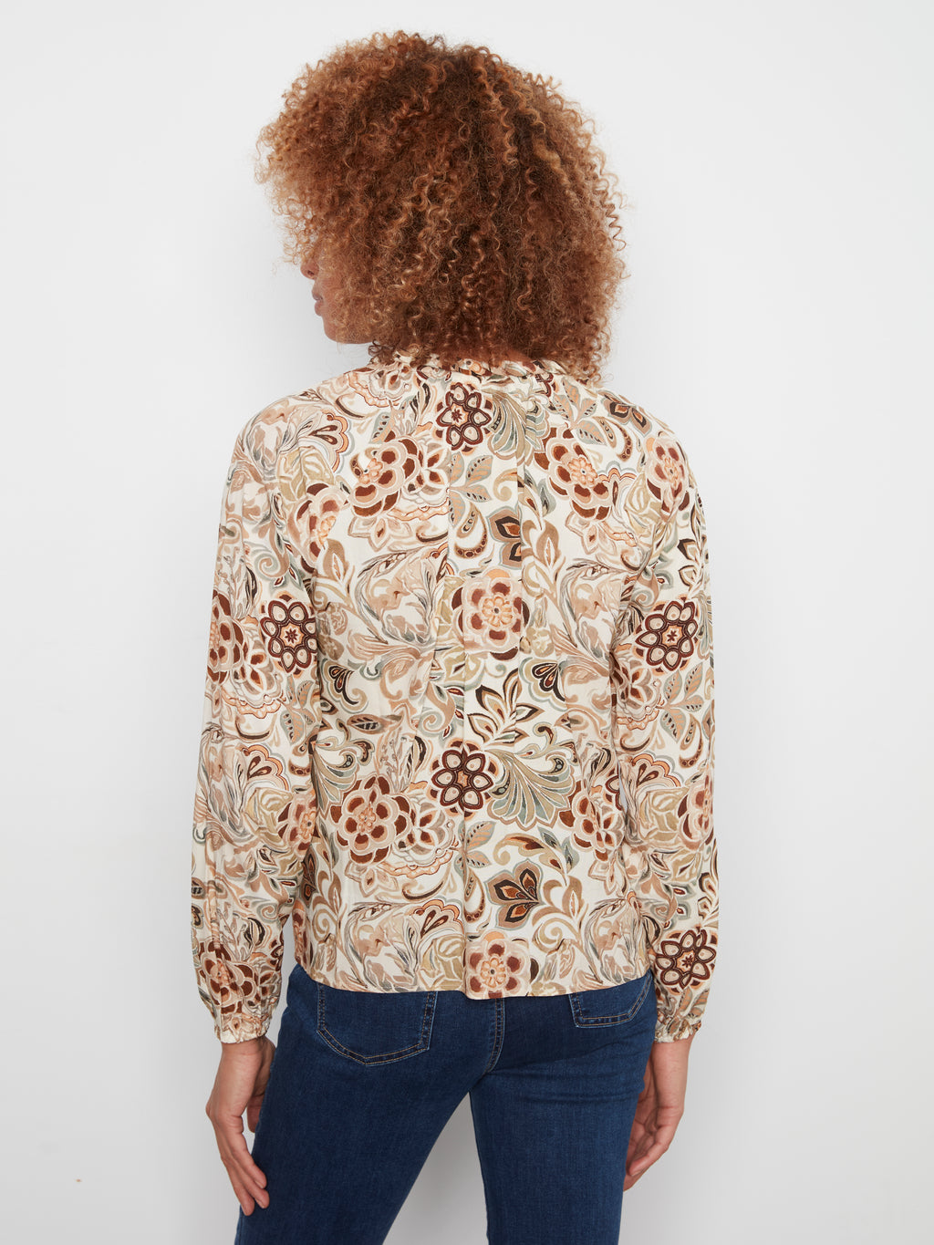 Printed Raglan Long Sleeve Blouse