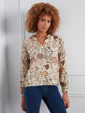Printed Raglan Long Sleeve Blouse