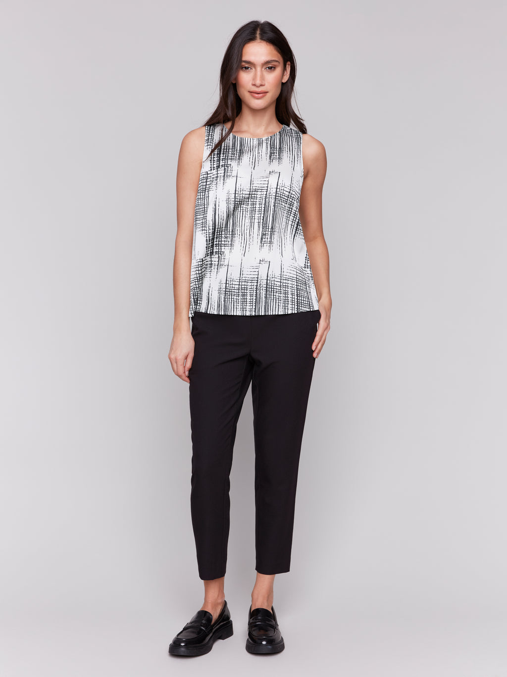 Printed Satin Sleeveless Top