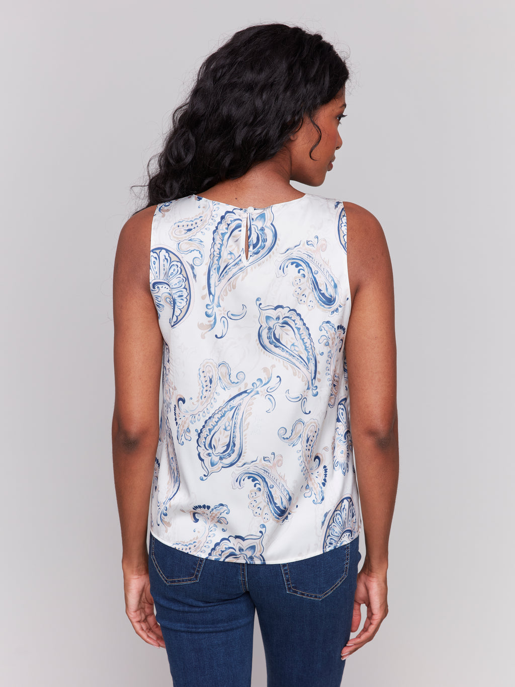 Printed Satin Sleeveless Top