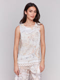 Printed Sleeveless Linen Blend Top