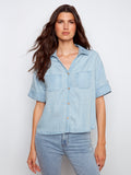 Short Sleeve Button-Front Tencel Shirt