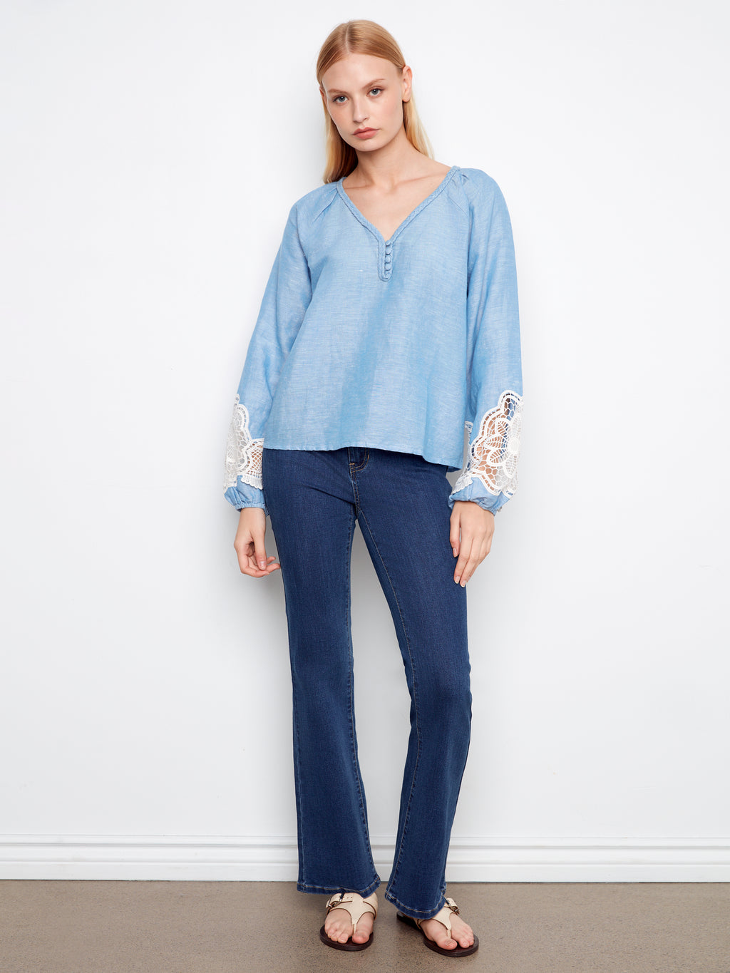 Embroidered Cotton-Linen Blend Blouse