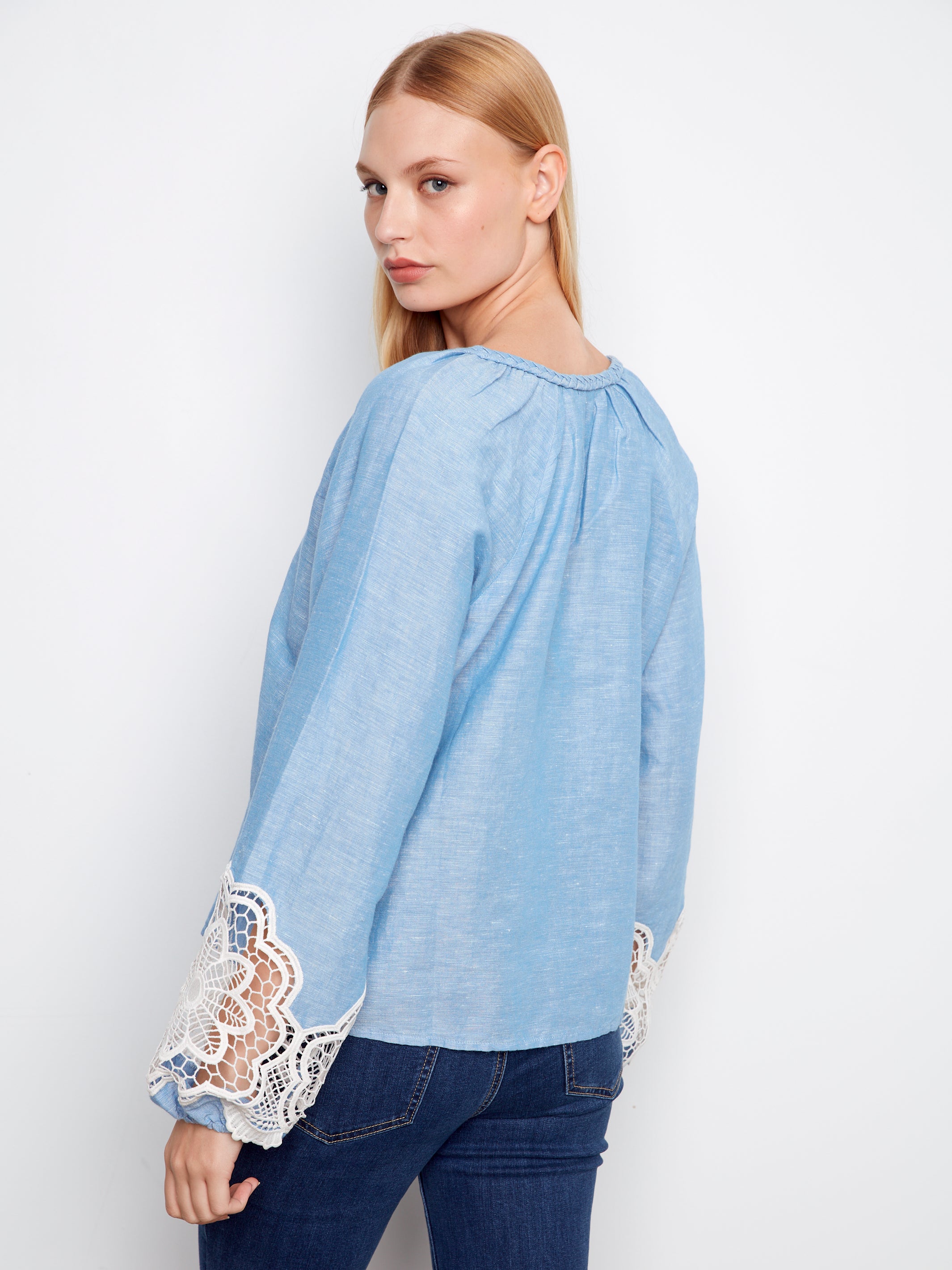 Embroidered Cotton-Linen Blend Blouse
