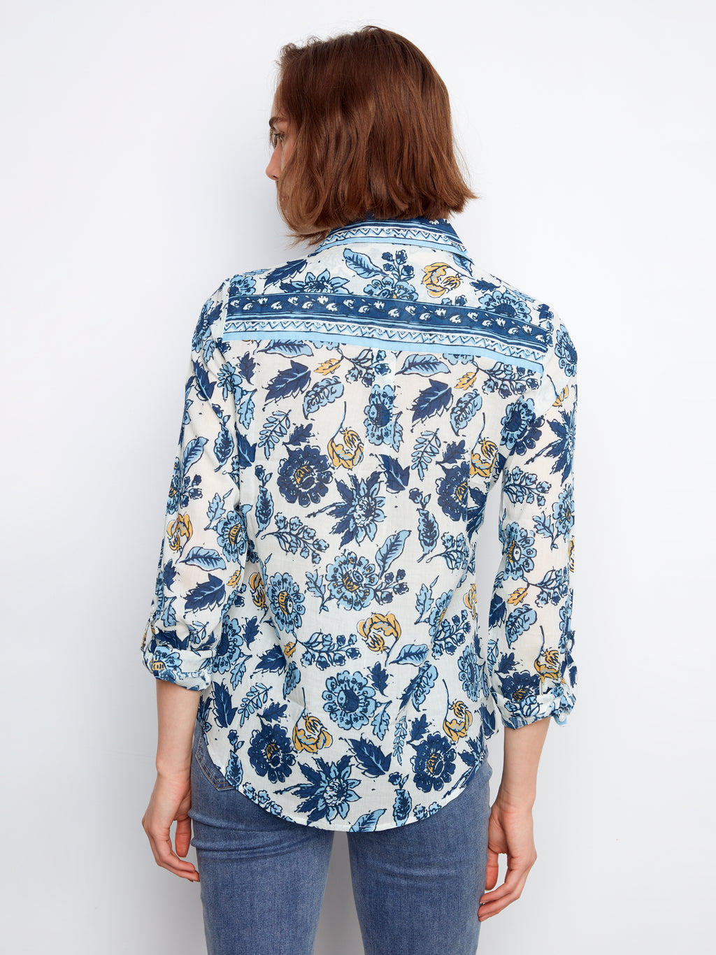 Printed Cotton Voile Button-Up Blouse